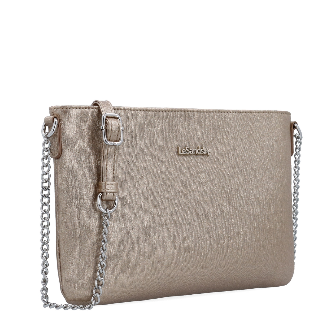 Elegantní crossbody kabelka s jemným leskem Le Sands materiál syntetická kůže zapínání na zip barva metalická velikost malá 4608 ZL