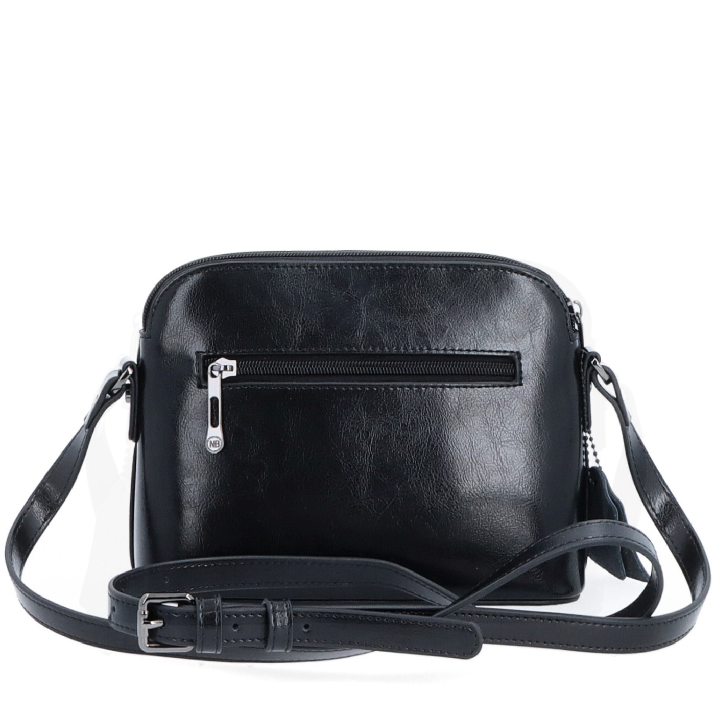 Luxusní malá kožená crossbody kabelka Noelia Bolger materiál kůže zapínání na zip barva černá velikost malá NB 0080 C Zezadu