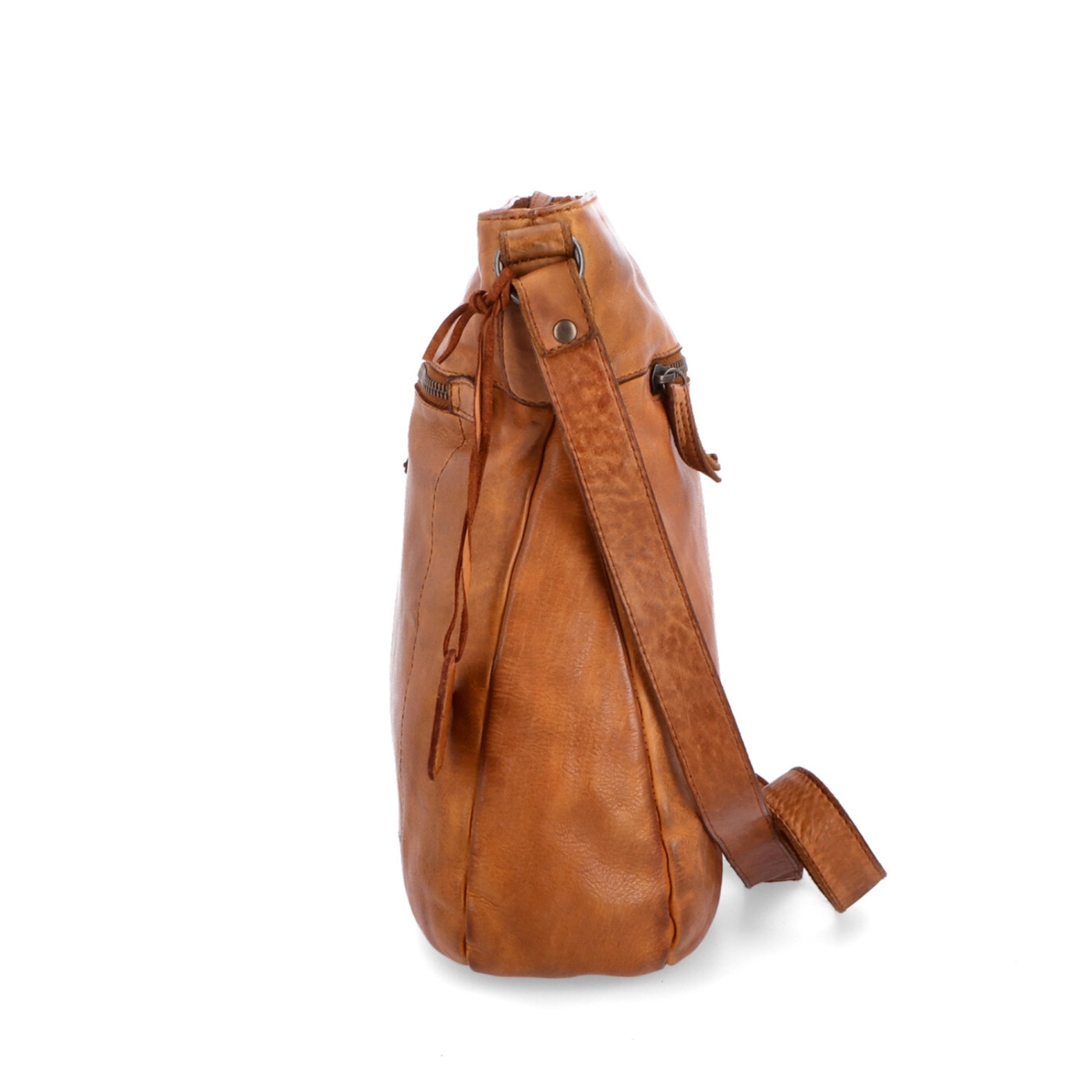 Vintage kožená crossbody kabelka Noelia Bolger materiál kůže zapínání na zip barva koňaková velikost střední NB 2004 KO Z boku