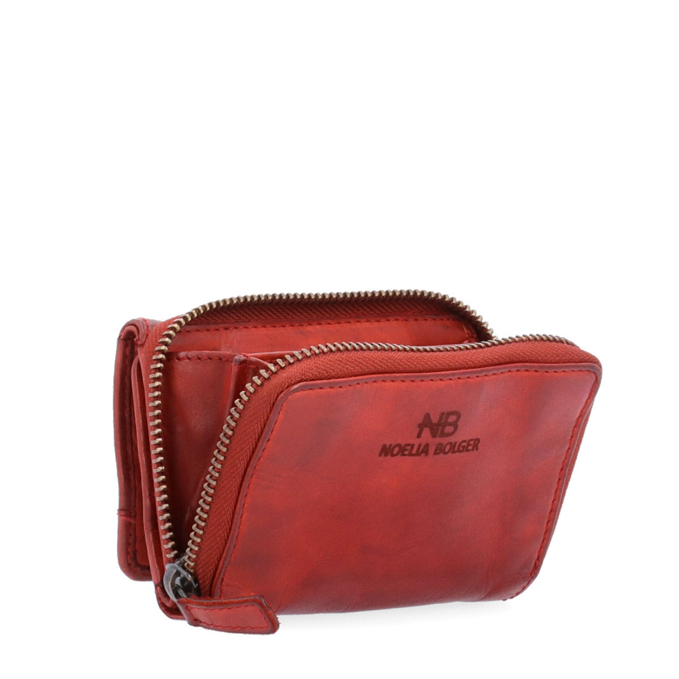 Kožená peněženka s kapsou na zip Noelia Bolger materiál kůže zapínání na cvoček barva červená velikost malá 5136 NB CV Polobok zezadu