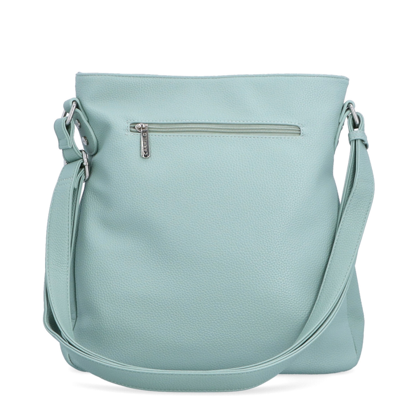 Designová crossbody kabelka Carmelo materiál syntetická kůže zapínání na zip barva zelená velikost střední 4271 SZE Zezadu