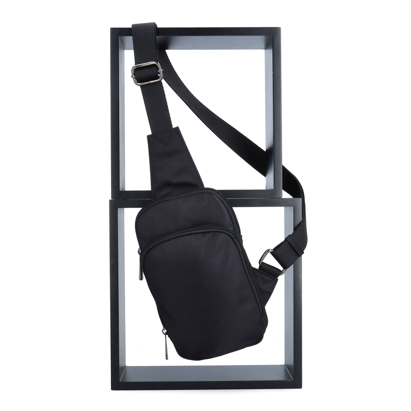 Praktická crossbody taška na mobil a peněženku Carmelo materiál nylon zapínání na zip barva černá velikost malá 6600 C
