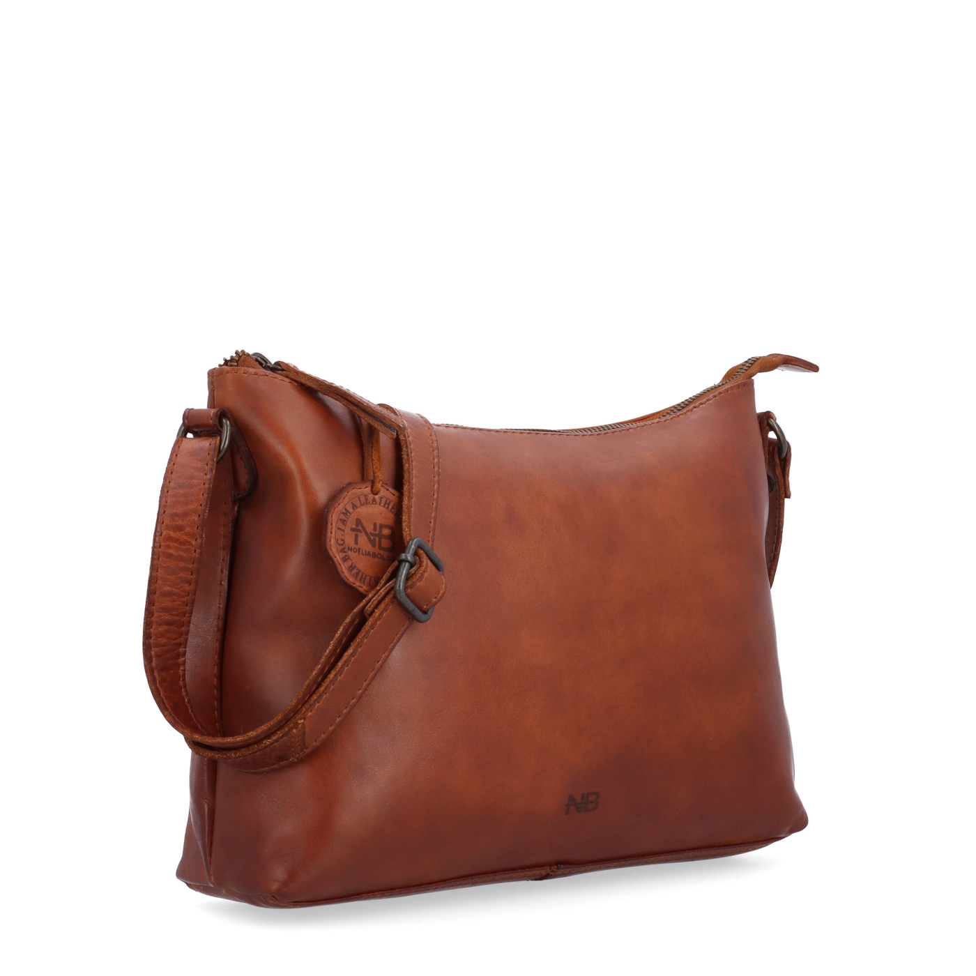 Dámská kožená crossbody kabelka Noelia Bolger materiál kůže zapínání na zip barva koňaková velikost střední NB 2430 KO