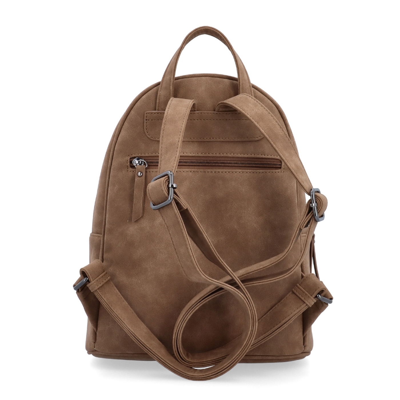 Stylový dámský batoh do města Tangerin materiál syntetická kůže zapínání na zip barva taupe velikost střední 1113 T Zezadu