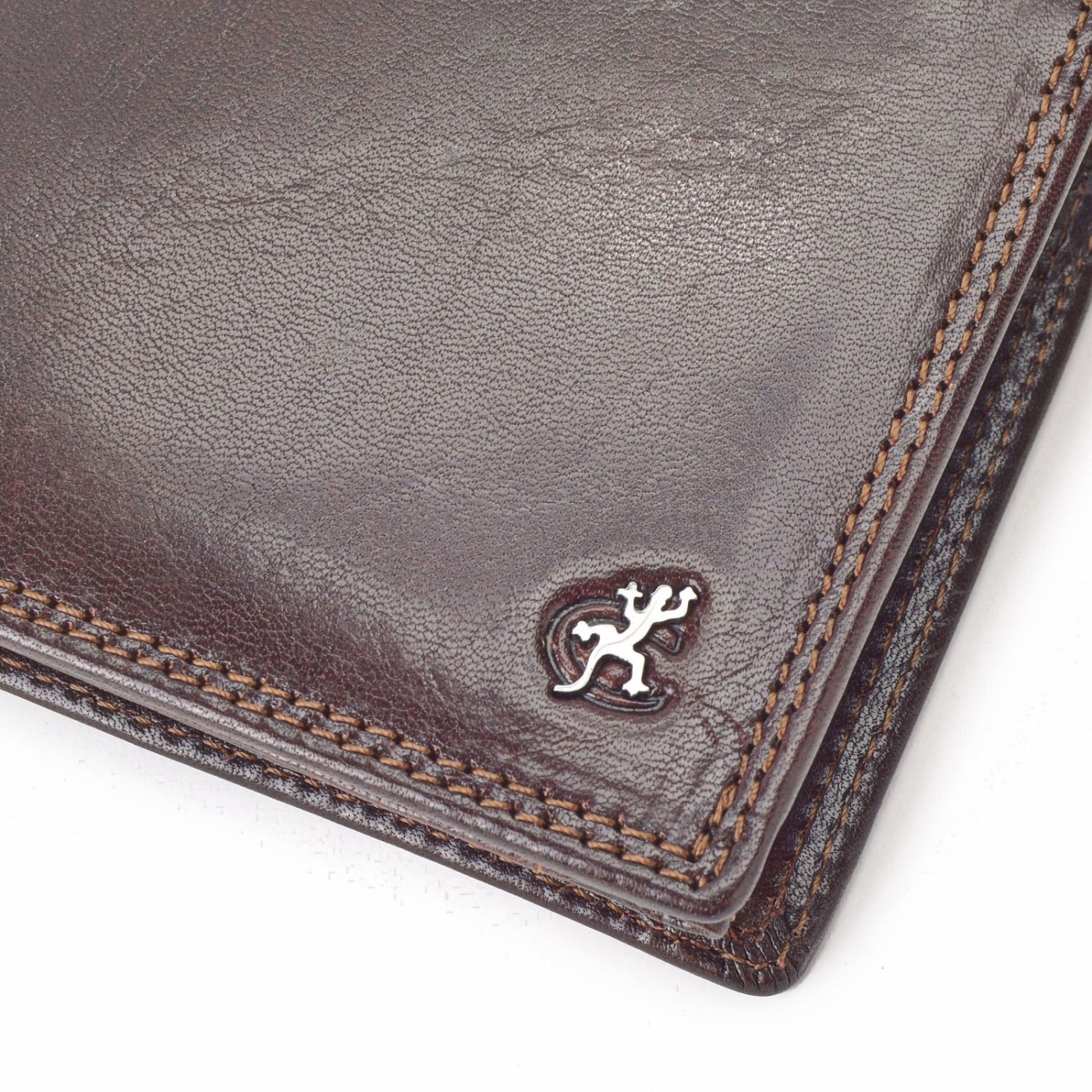 Kožená peněženka Cosset materiál kůže zapínání Bez zapínání barva hnědá velikost střední 4465 Komodo H Logo