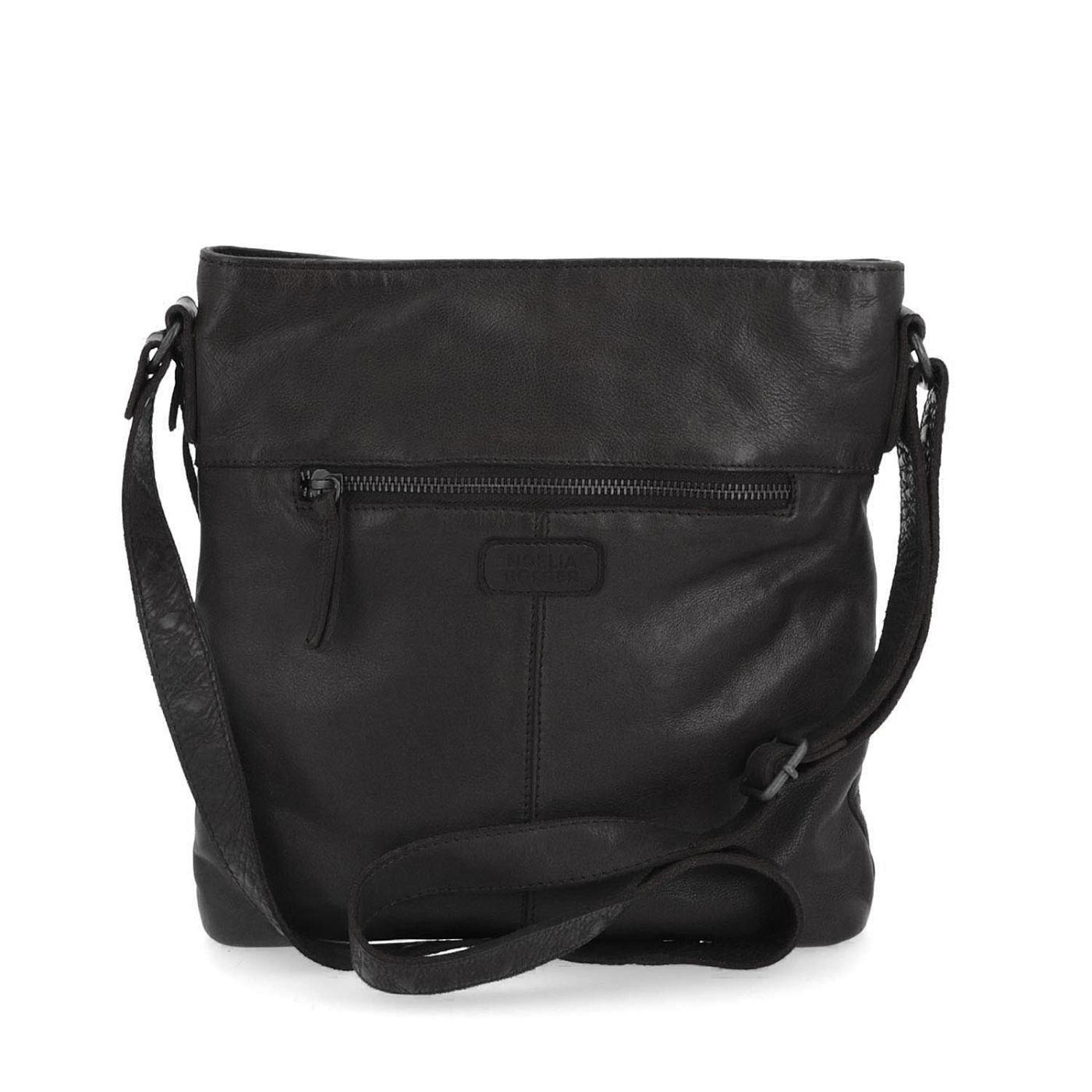 Kožená crossbody kabelka ve vintage stylu Noelia Bolger materiál kůže zapínání na zip barva černá velikost malá NB 2001 C Zezadu