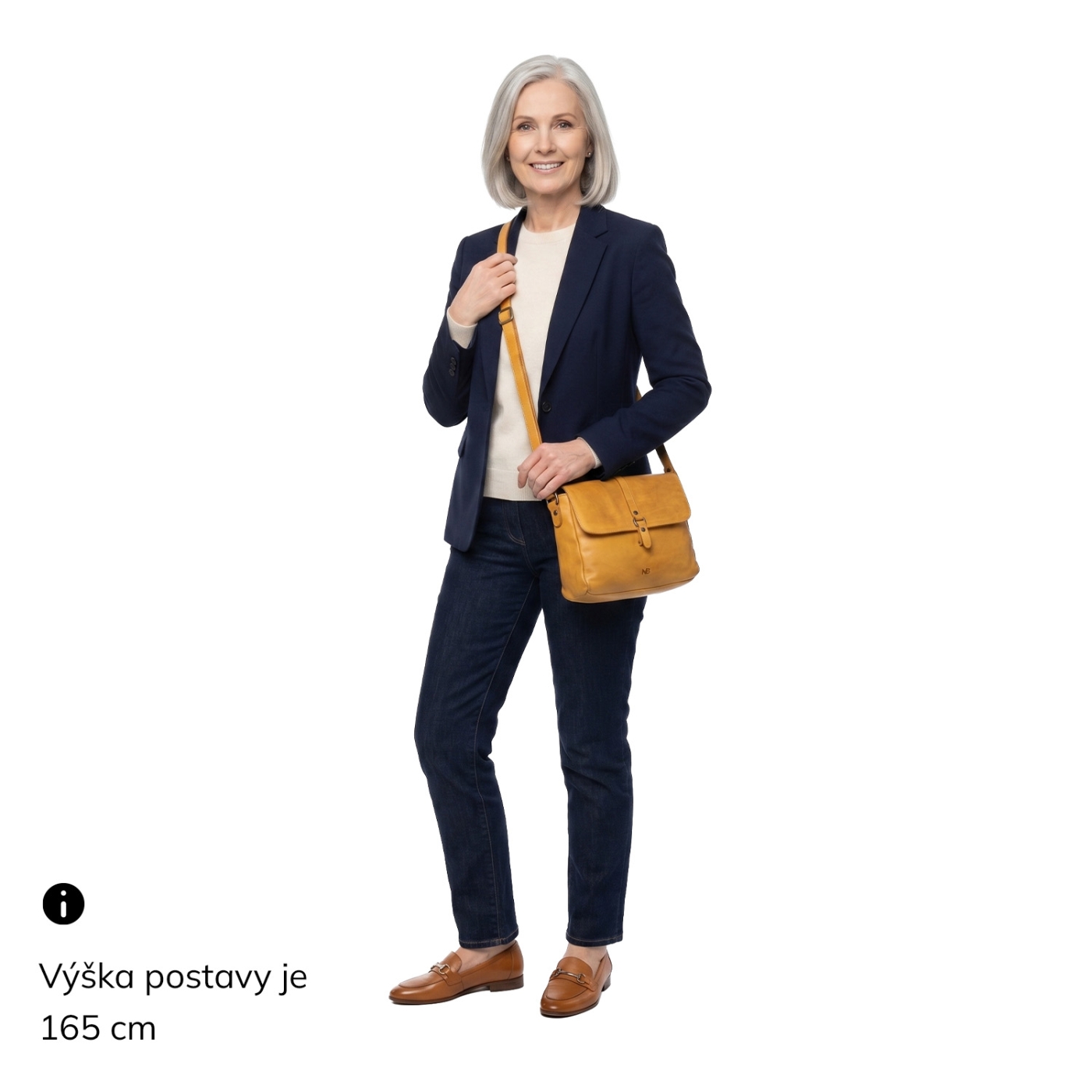 Kožená crossbody kabelka s klopou Noelia Bolger materiál kůže zapínání s klopou barva žlutá velikost střední NB 2416 ZLU Na postavě