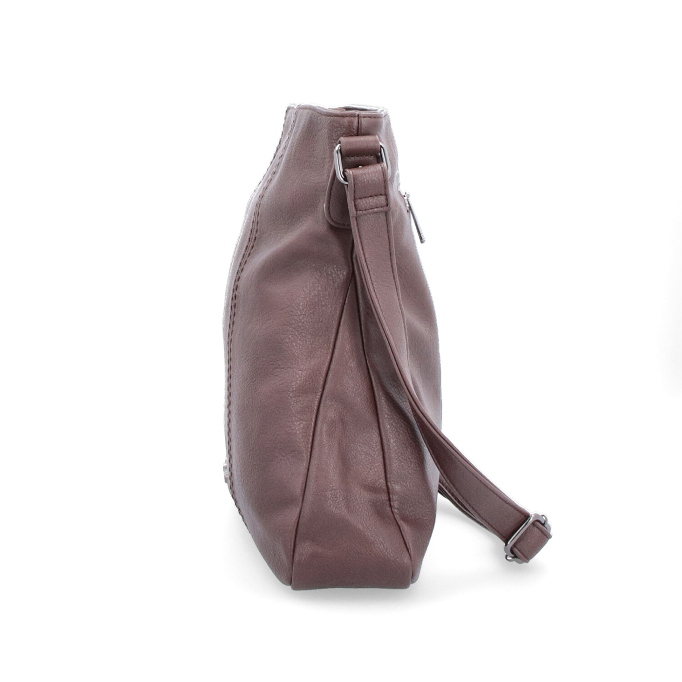 Crossbody kabelka Tangerin materiál syntetická kůže zapínání na zip barva hnědá velikost střední 8004 TH Z boku