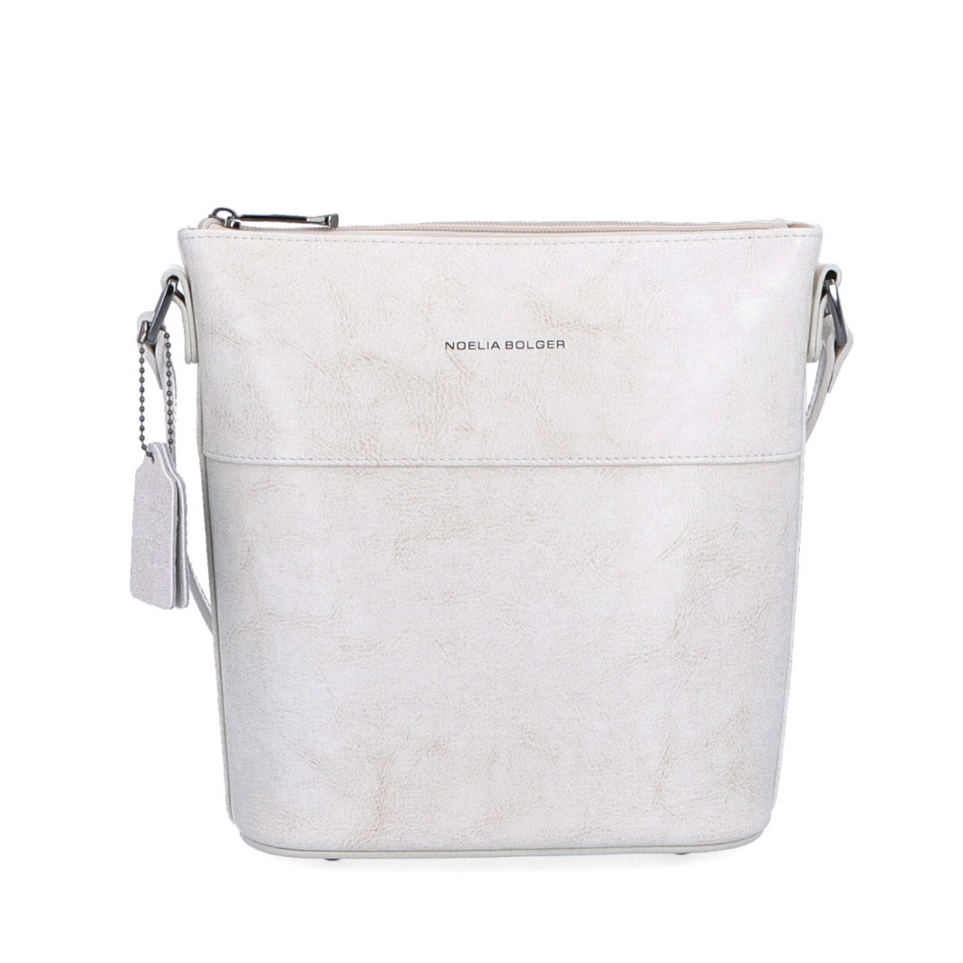 Luxusní kožená crossbody kabelka Noelia Bolger materiál kůže zapínání na zip barva bílá velikost malá NB 0077 OW Zepředu