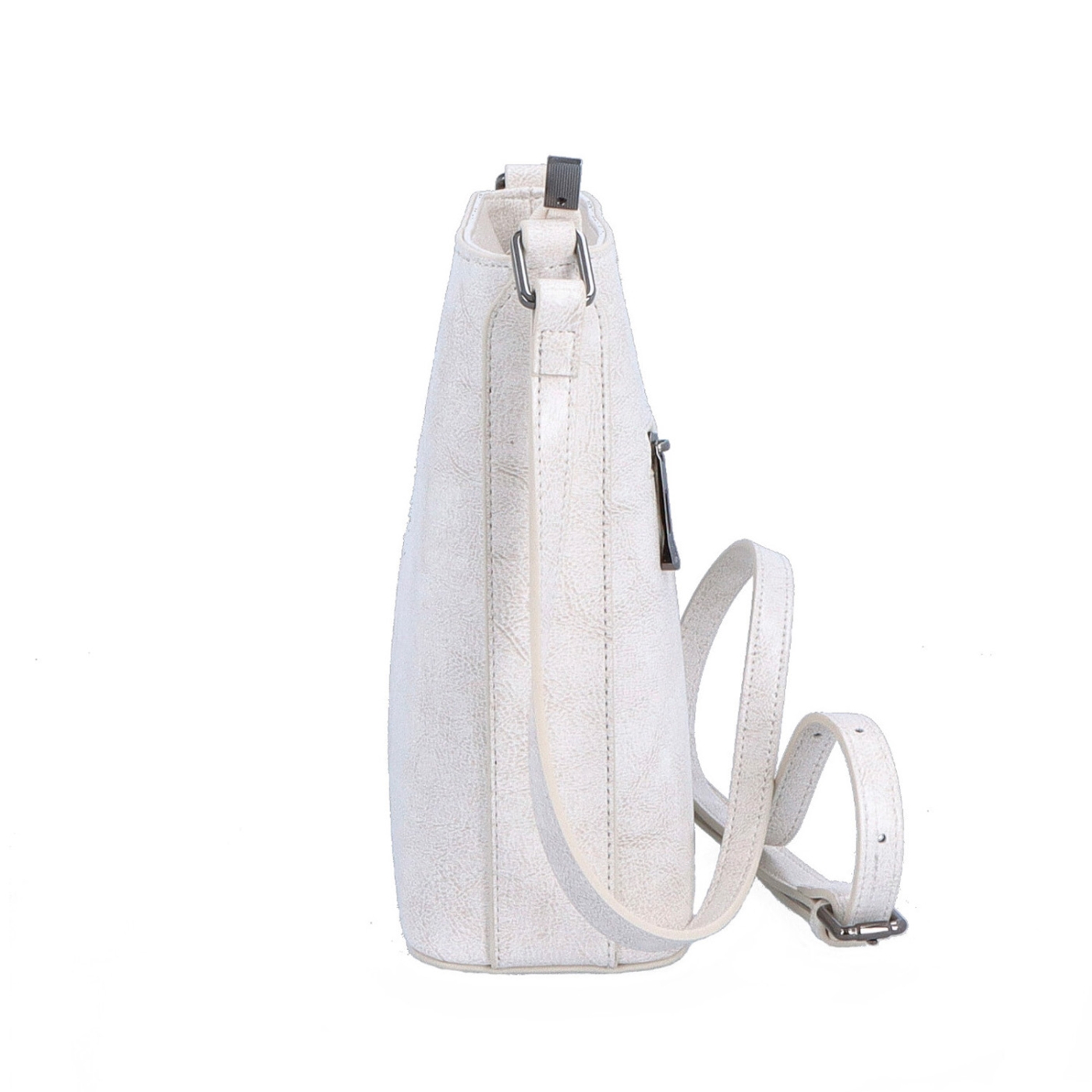 Malá elegantní kožená crossbody kabelka Noelia Bolger materiál kůže zapínání na zip barva bílá velikost malá NB 0065 OW Z boku