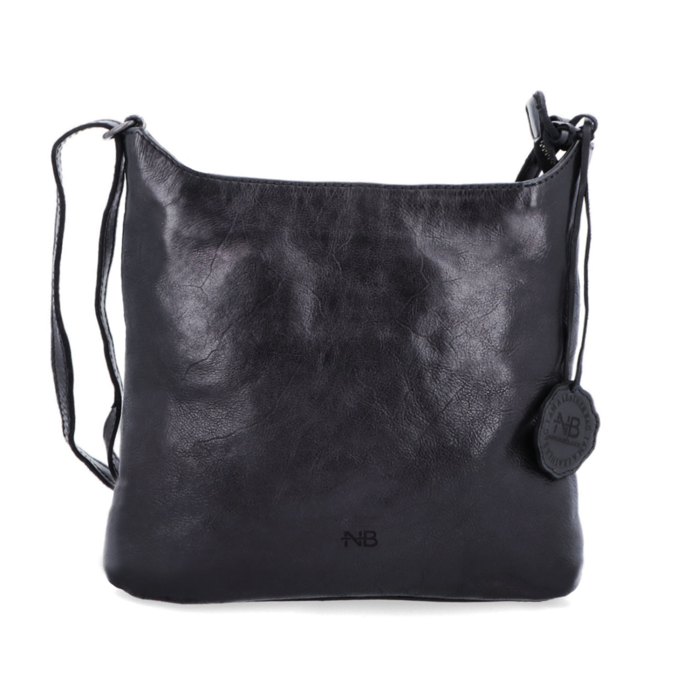 Kožená crossbody kabelka pro každý den Noelia Bolger materiál kůže zapínání na zip barva černá velikost malá NB 2404 C Zepředu