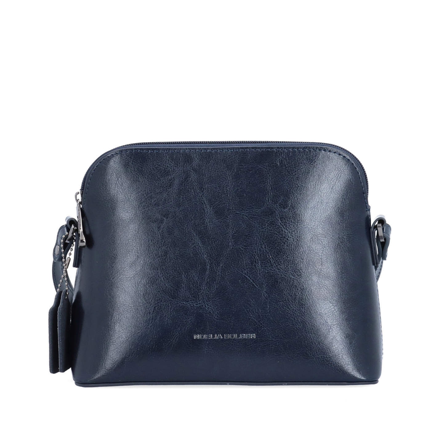 Minimalistická kožená crossbody kabelka na každý den Noelia Bolger materiál kůže zapínání na zip barva modrá velikost malá NB 0116 TM Zepředu