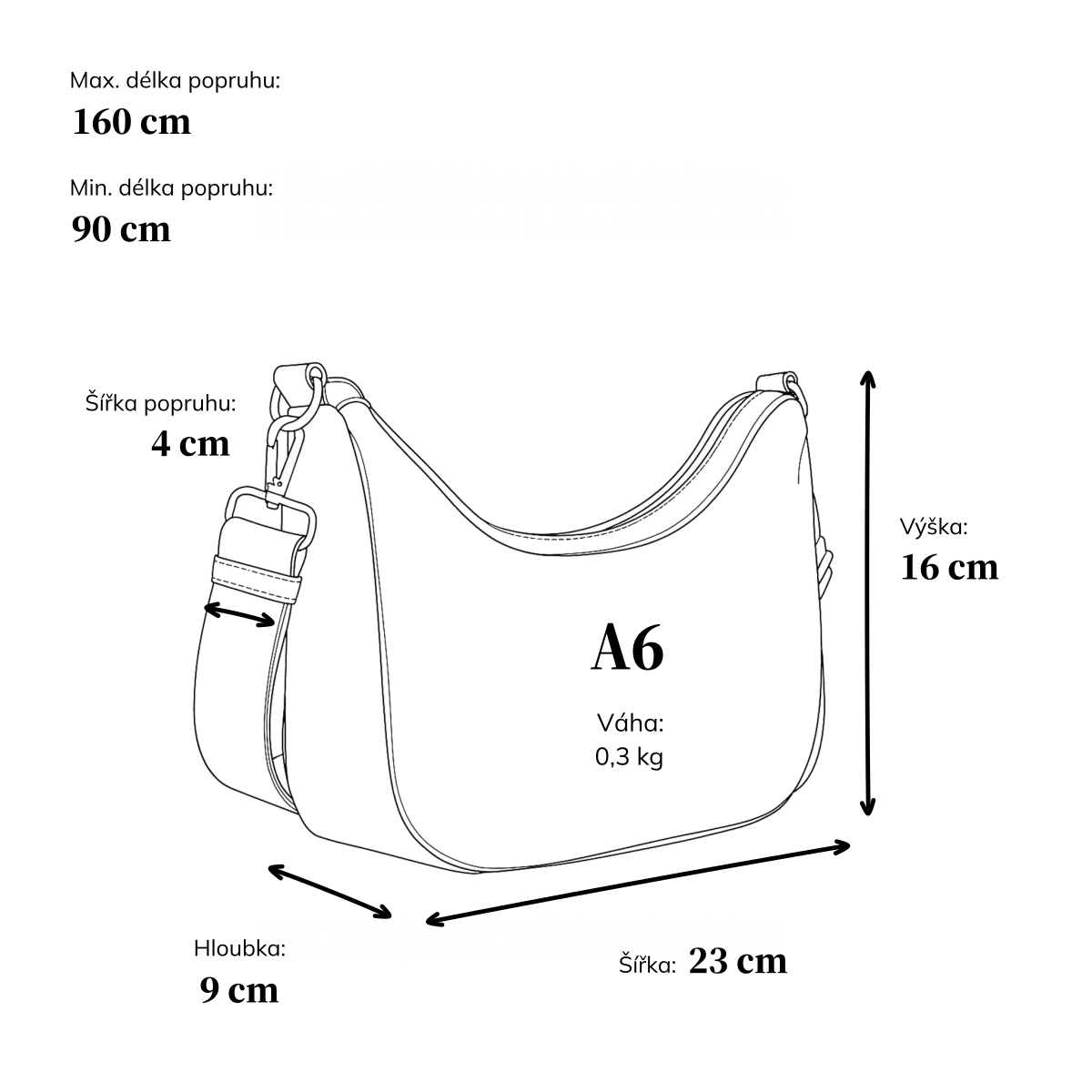 Malá kabelka se zaobleným tvarem Carmelo materiál nylon zapínání na zip barva černá velikost malá 6602 C Rozměry
