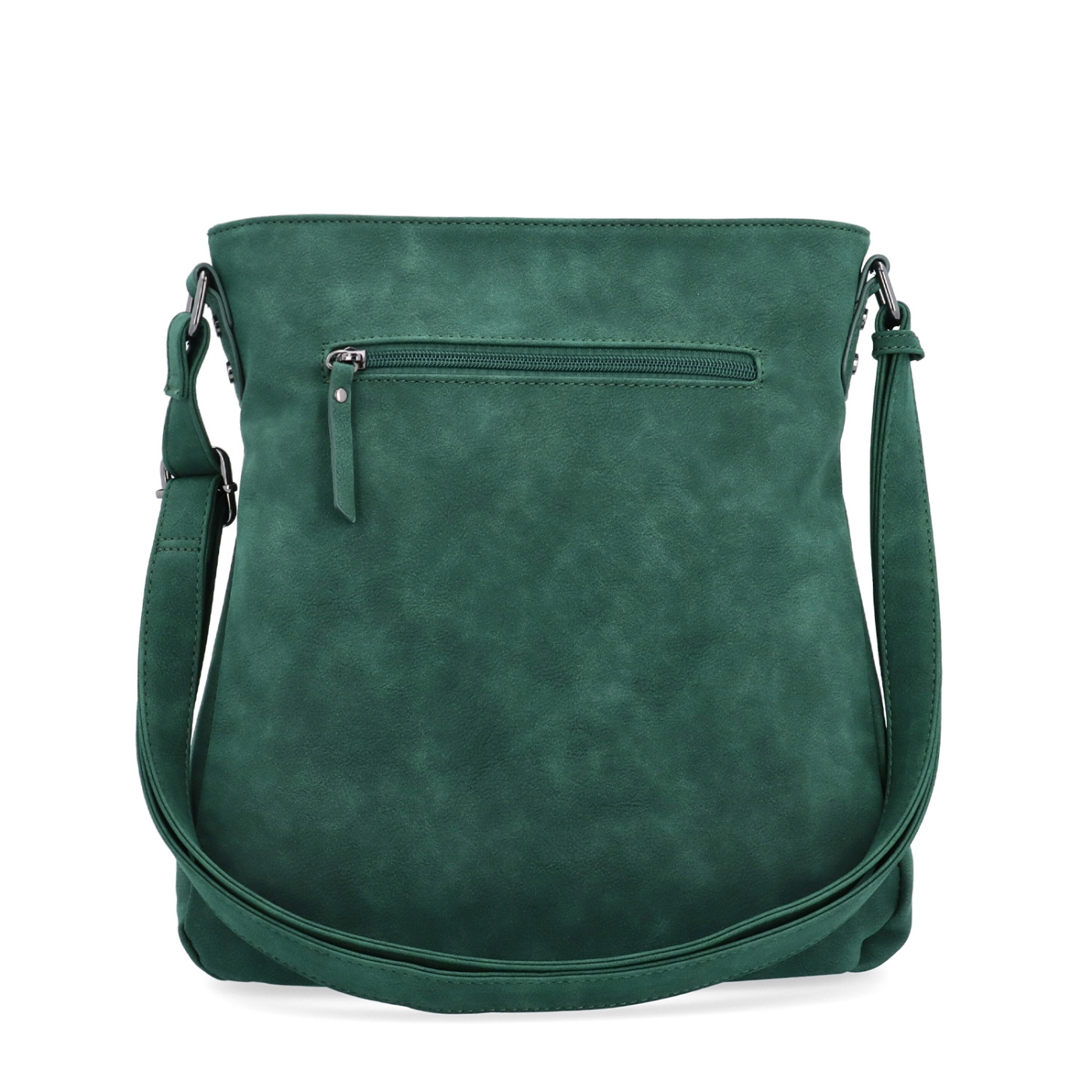 Stylová crossbody kabelka s čistým designem Tangerin materiál syntetická kůže zapínání na zip barva zelená velikost střední 1101 TZE Zezadu