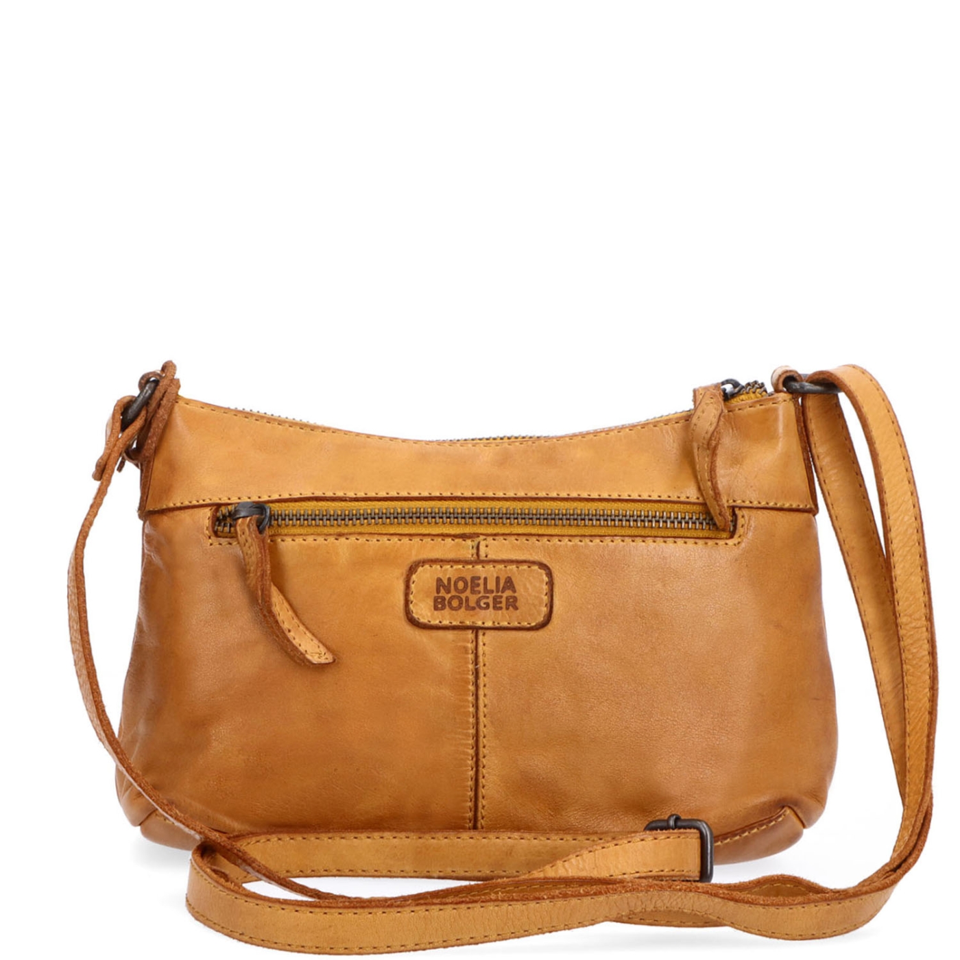 Praktická kožená crossbody na každý den Noelia Bolger materiál kůže zapínání na zip barva žlutá velikost malá NB 2406 ZLU Zezadu