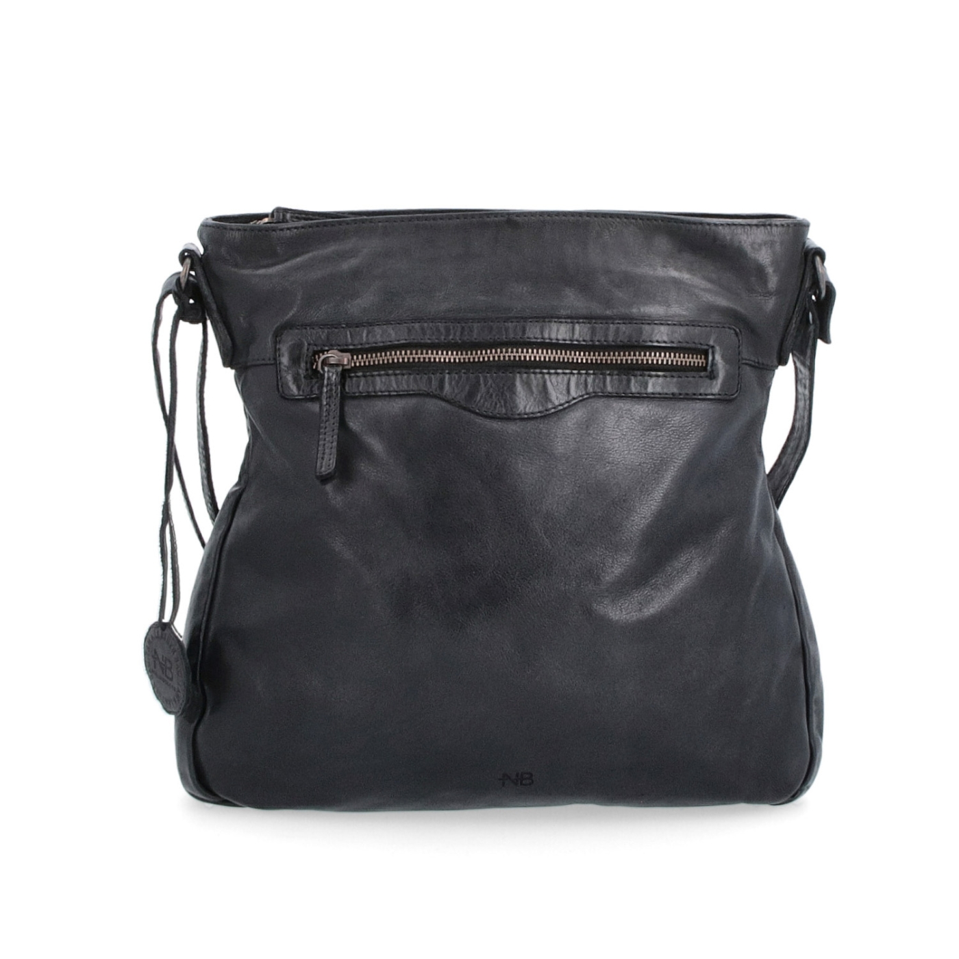 Kožená crossbody s přední zipovou kapsou Noelia Bolger materiál kůže zapínání na zip barva černá velikost střední NB 2103 C Zepředu