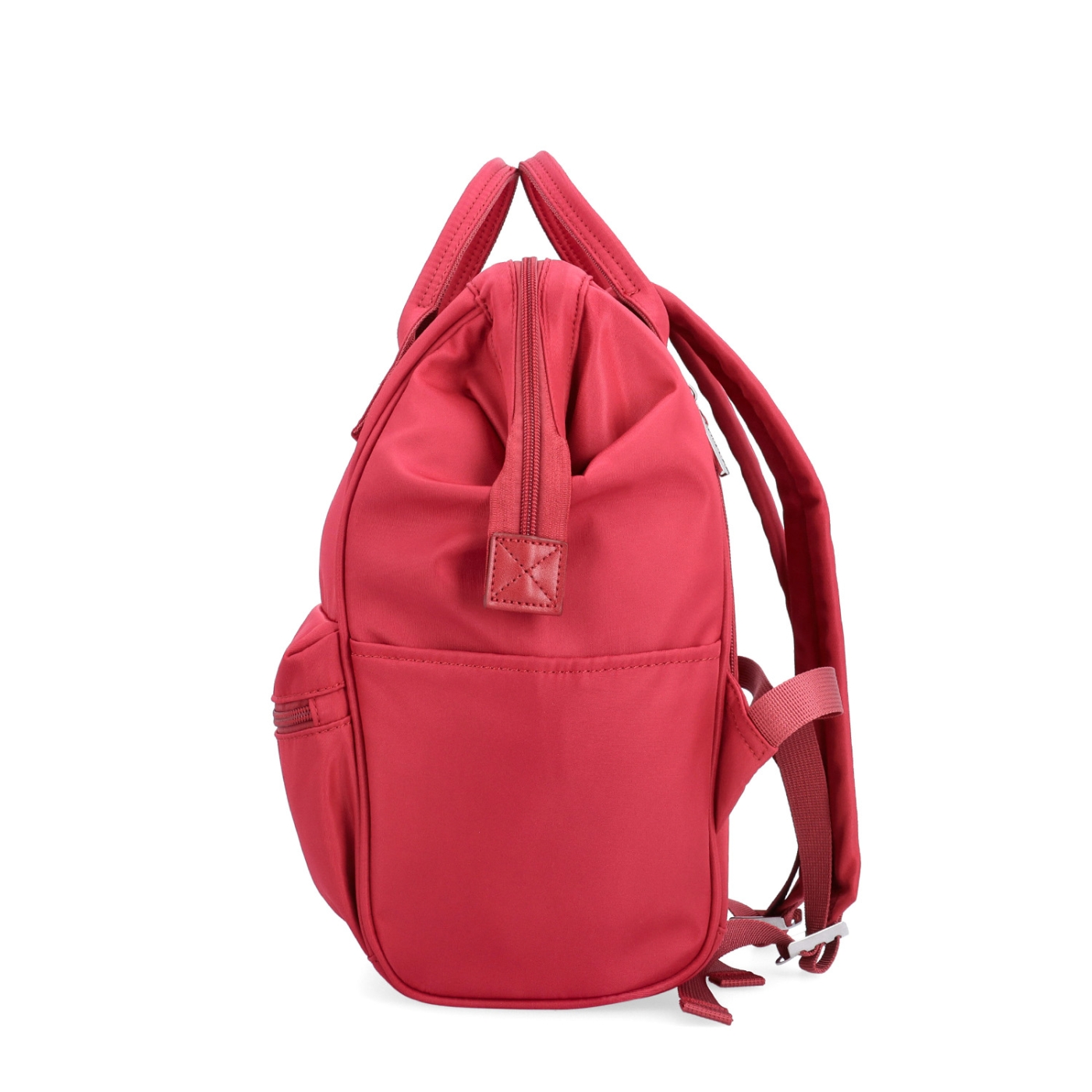 Praktický dámský batoh pro každý den Carmelo materiál nylon zapínání na zip barva červená velikost střední 6611 CV Z boku