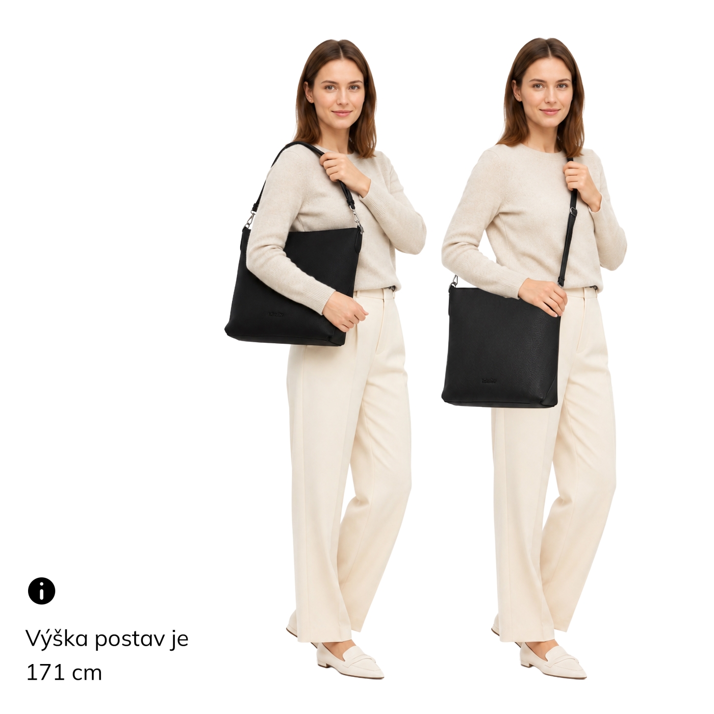 Univerzální kabelka se dvěma popruhy Le Sands materiál syntetická kůže zapínání na zip barva metalická velikost střední 4650 BR Na postavě