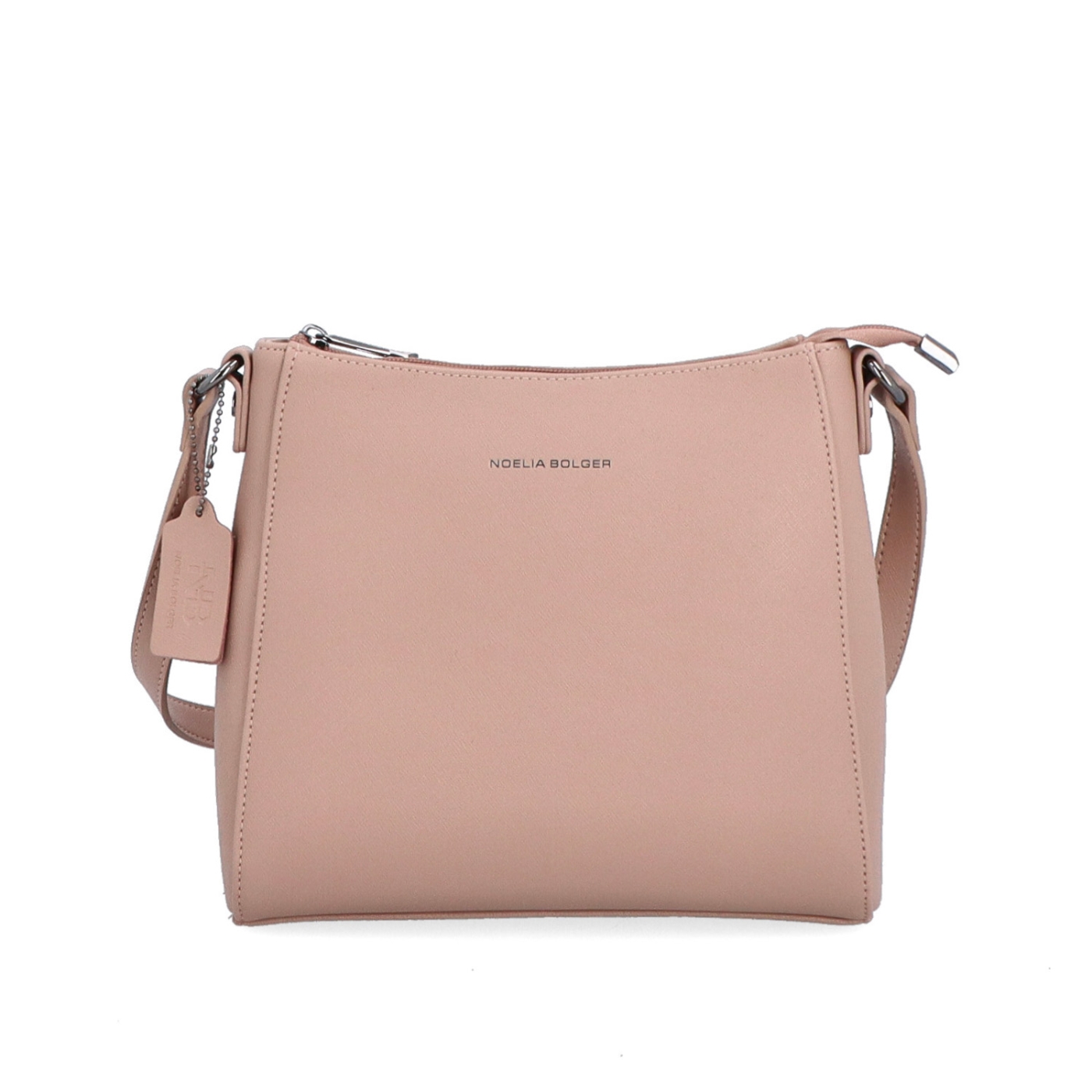 Kožená crossbody kabelka Noelia Bolger materiál kůže zapínání na zip barva nude velikost malá NB 0074 N Zepředu