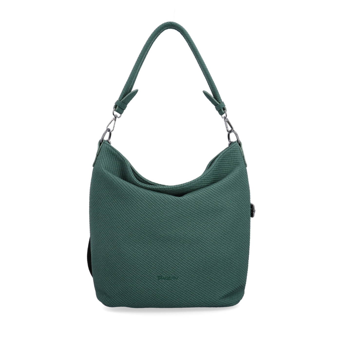 Městská kabelka stylu hobobag s odnímatelným popruhem Tangerin materiál syntetická kůže zapínání na zip barva zelená velikost střední 4367 ZE Zepředu