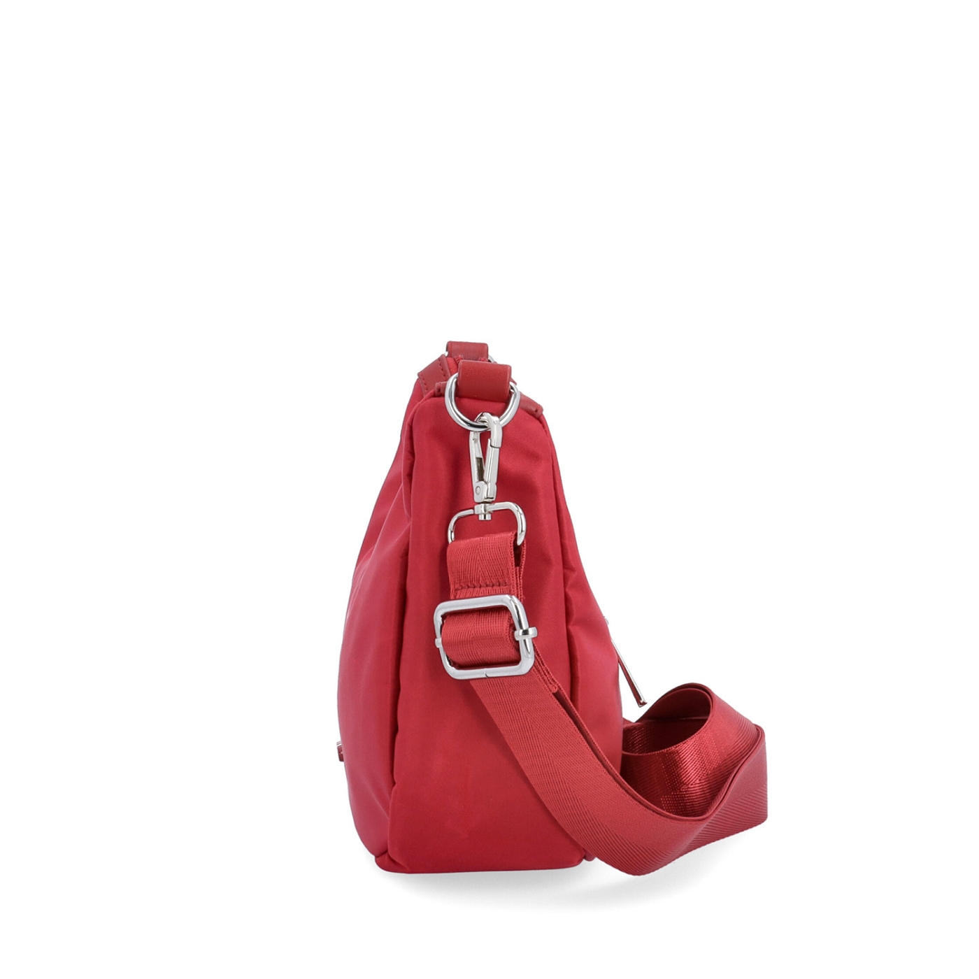 Malá kabelka se zaobleným tvarem Carmelo materiál nylon zapínání na zip barva červená velikost malá 6602 CV Z boku