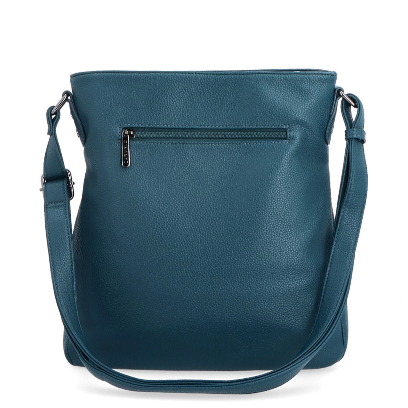 Designová crossbody kabelka Carmelo materiál syntetická kůže zapínání na zip barva zelená velikost střední 4271 PE Zezadu