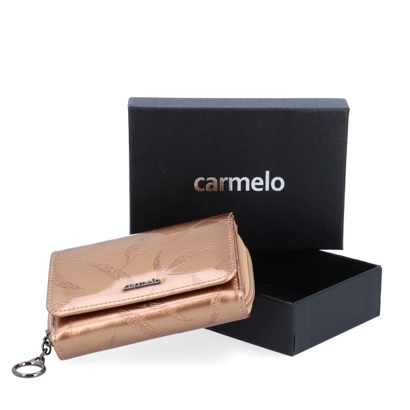 Elegantní lakovaná kožená peněženka Carmelo materiál kůže zapínání na zip barva metalická velikost malá 2105 L ZL Krabička