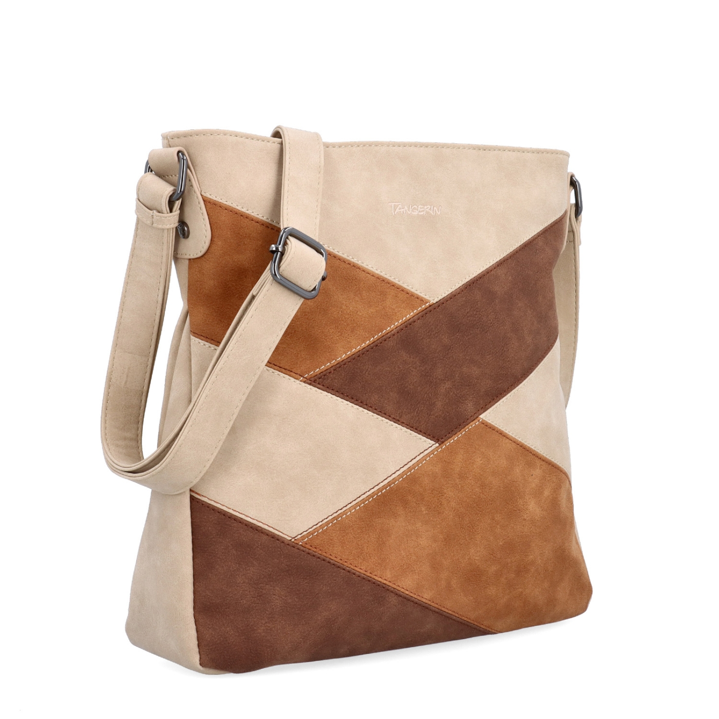 Crossbody kabelka s originálním designem Tangerin materiál syntetická kůže zapínání na zip barva béžová velikost střední 1118 BE