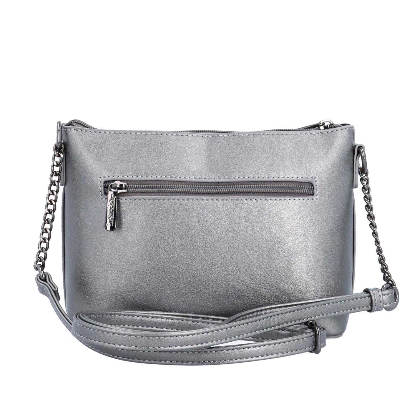 Společenská crossbody kabelka s řetízkem Le Sands materiál syntetická kůže zapínání na zip barva metalická velikost malá 7708 TI Zezadu