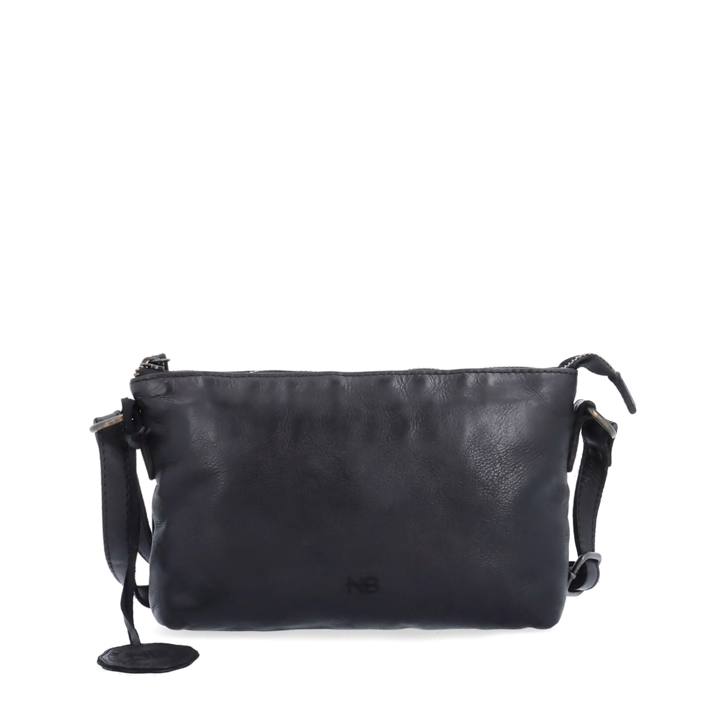 Kožená crossbody s čistými liniemi Noelia Bolger materiál kůže zapínání na zip barva černá velikost malá NB 2414 C Zepředu
