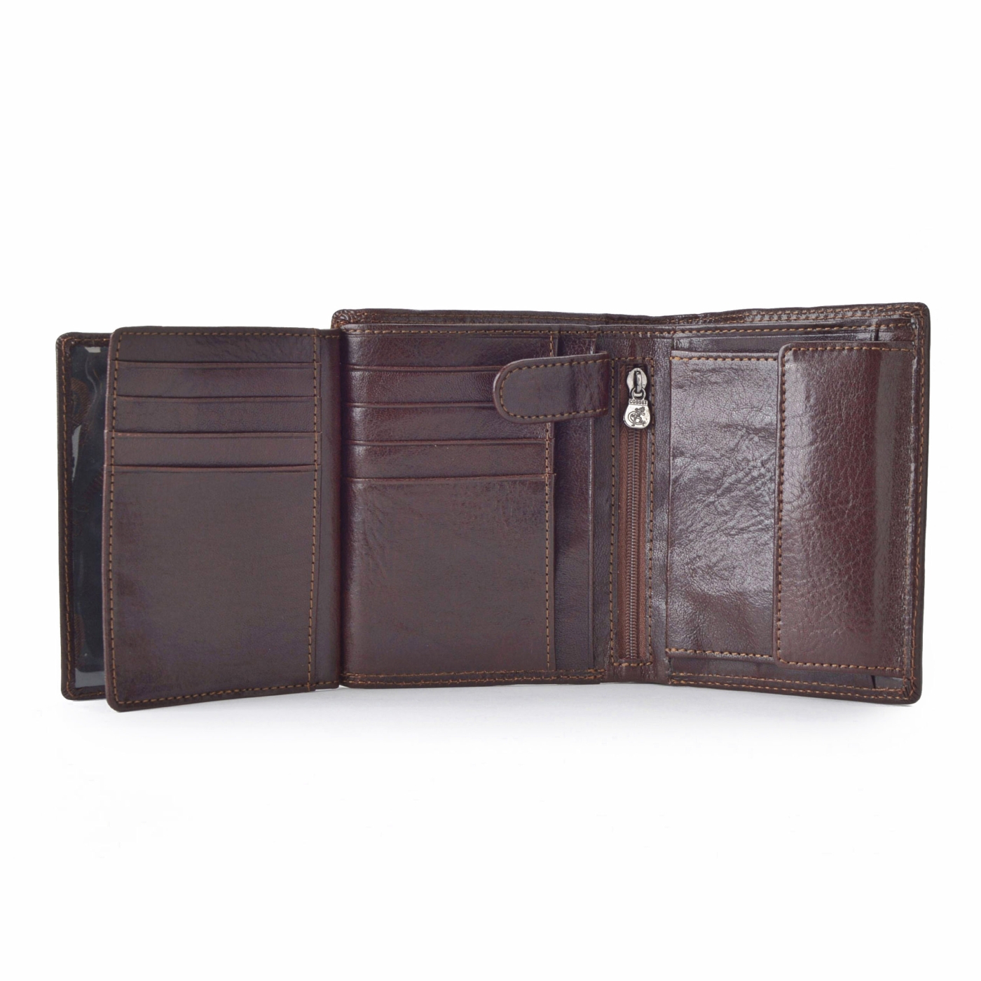 Kožená peněženka na výšku Cosset materiál kůže zapínání Bez zapínání barva hnědá velikost malá 4402 Komodo H Otevřený