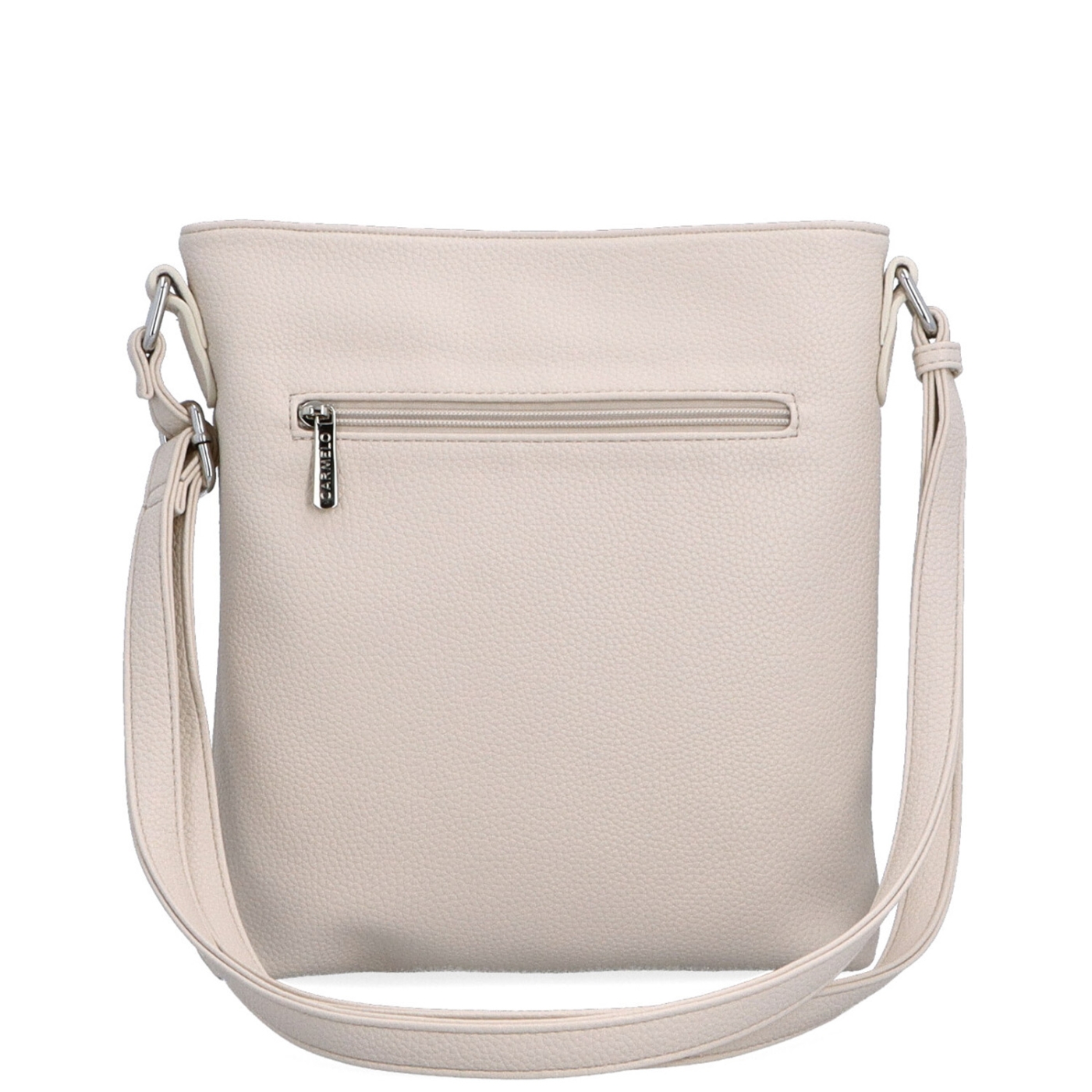Crossbody kabelka na zip Carmelo materiál syntetická kůže zapínání na zip barva béžová velikost malá 4324 BE Zezadu