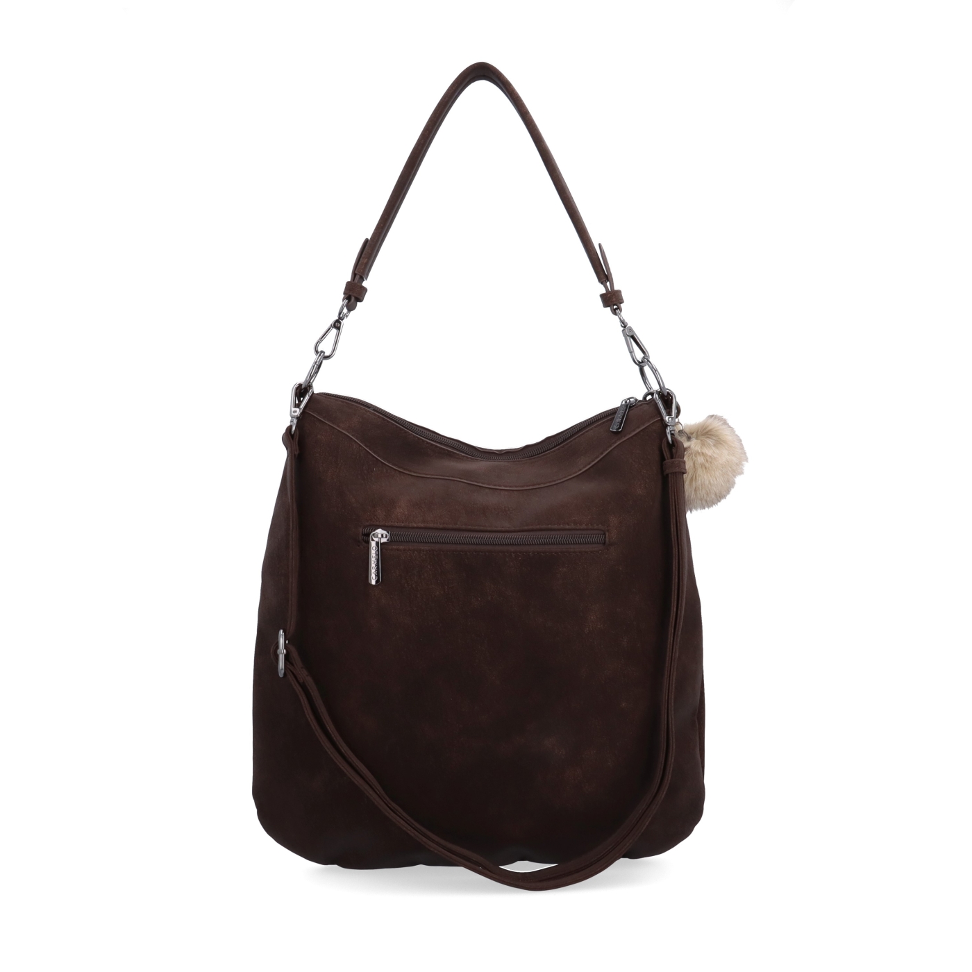 Praktická kabelka přes rameno i crossbody s prošitím Carmelo materiál syntetická kůže zapínání na zip barva hnědá velikost střední 4656 H Zezadu