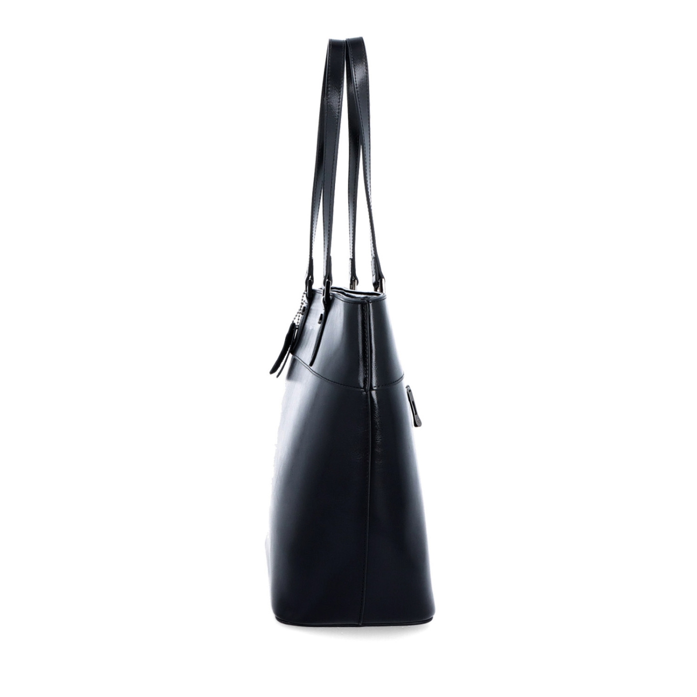Kožená shopper kabelka Noelia Bolger materiál kůže barva černá velikost velká NB 0076 C Z boku
