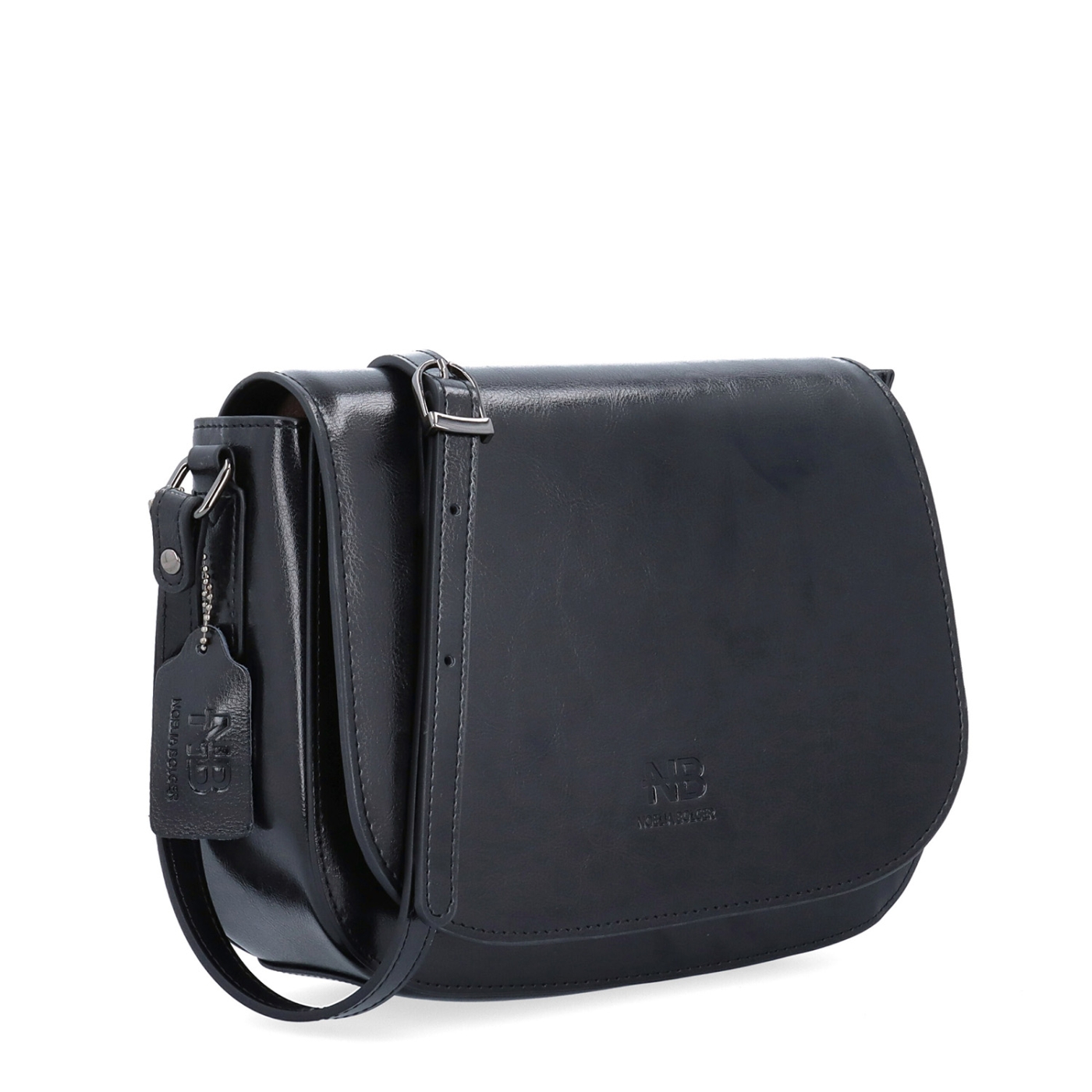 Elegantní kožená crossbody kabelka s klopou Noelia Bolger materiál kůže zapínání s klopou barva černá velikost malá NB 0117 C