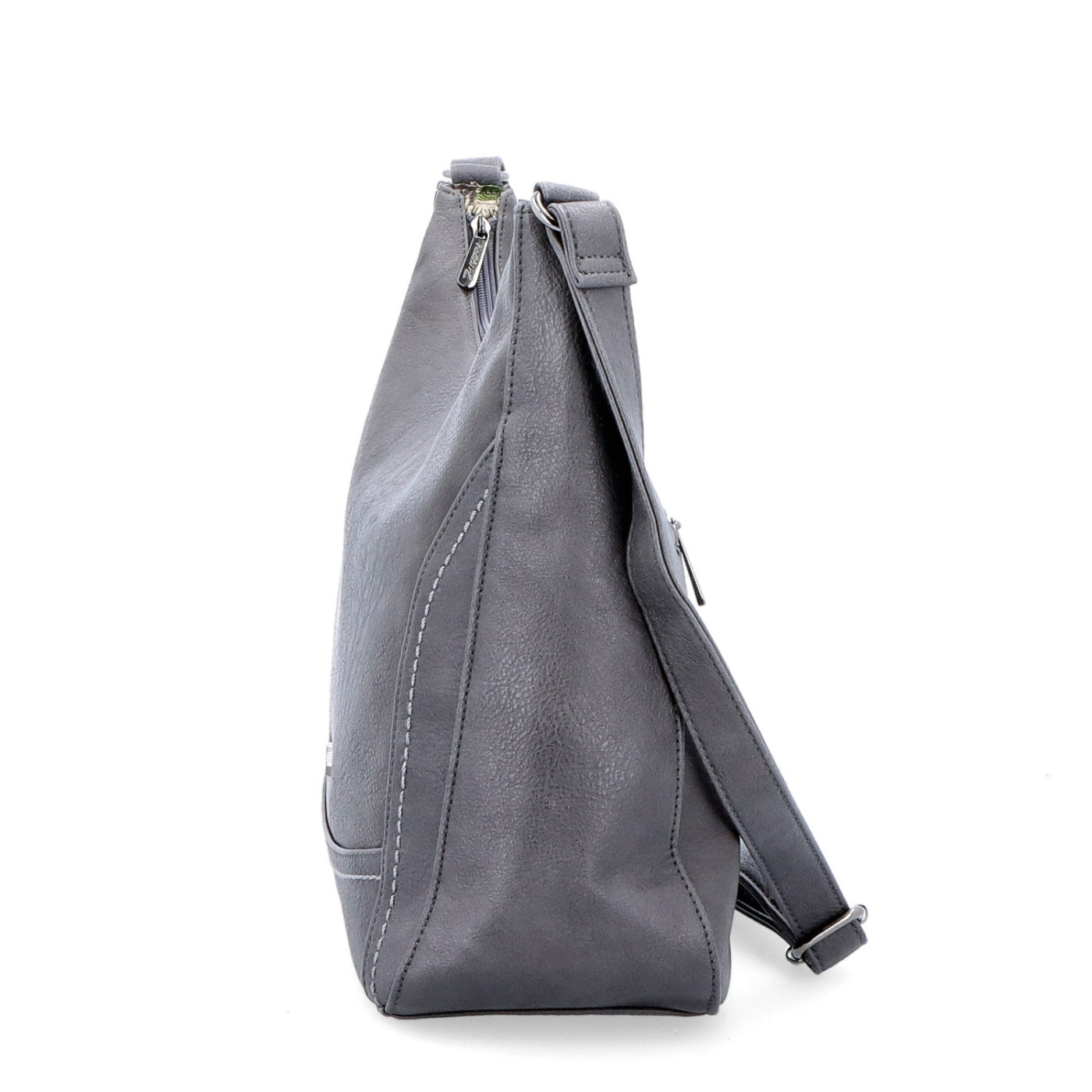 Městská crossbody kabelka ze syntetické kůže Tangerin materiál syntetická kůže zapínání na zip barva šedá velikost střední 8046 TS Z boku