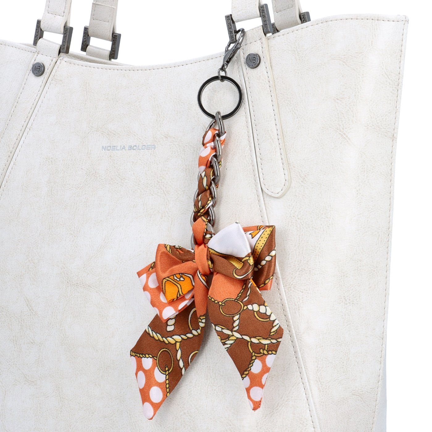 Přívěsek na kabelku s mašlí a karabinkou Indee materiál textil barva multicolor D012