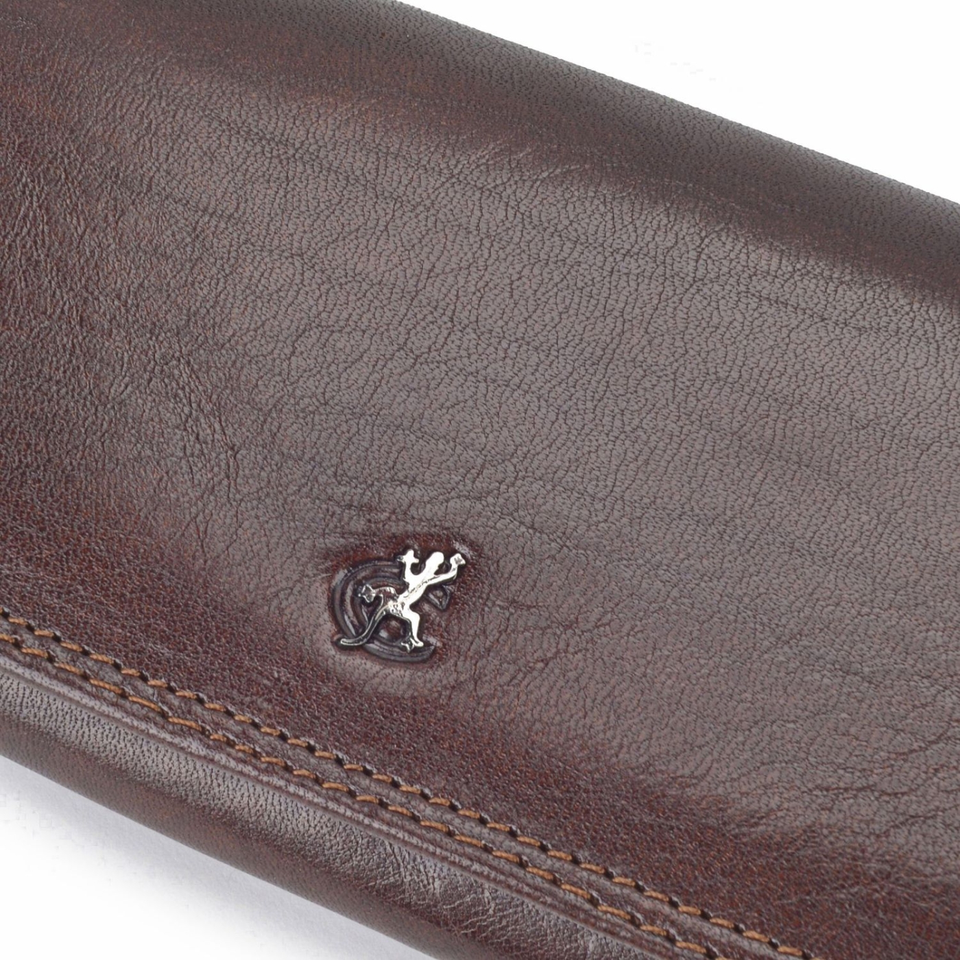 Dlouhá kožená peněženka Cosset materiál kůže zapínání na cvoček barva hnědá velikost velká 4467 Komodo H Logo