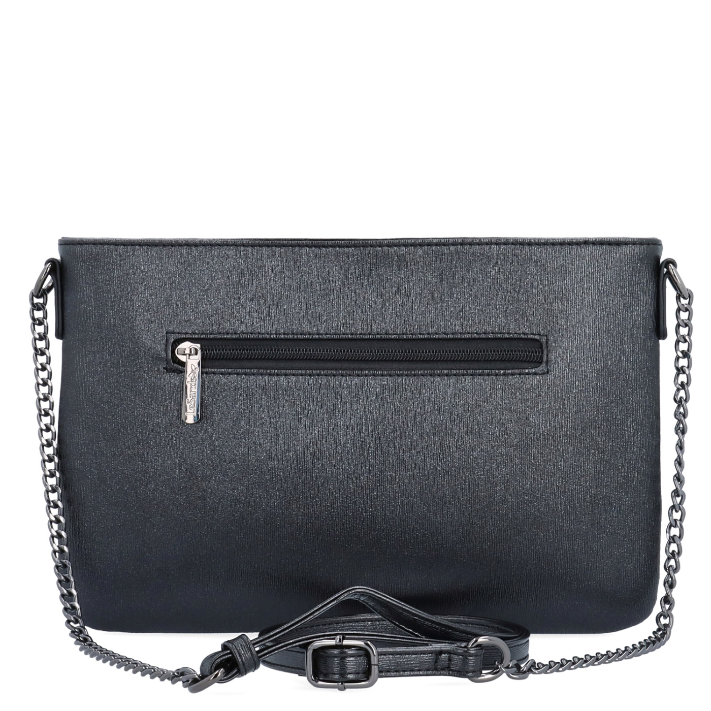 Elegantní crossbody kabelka s jemným leskem Le Sands materiál syntetická kůže zapínání na zip barva černá velikost malá 4608 C Zezadu