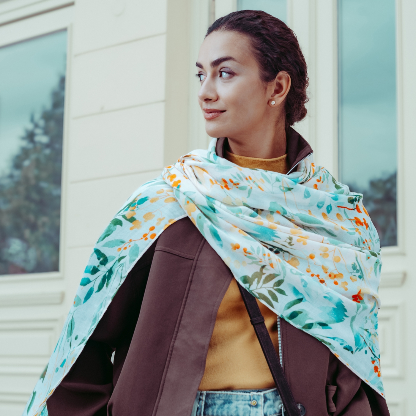 Lehký šátek s květinovým vzorem Noelia Bolger materiál Viskóza a bavlna barva multicolor KL504 - 01 Lifestyle