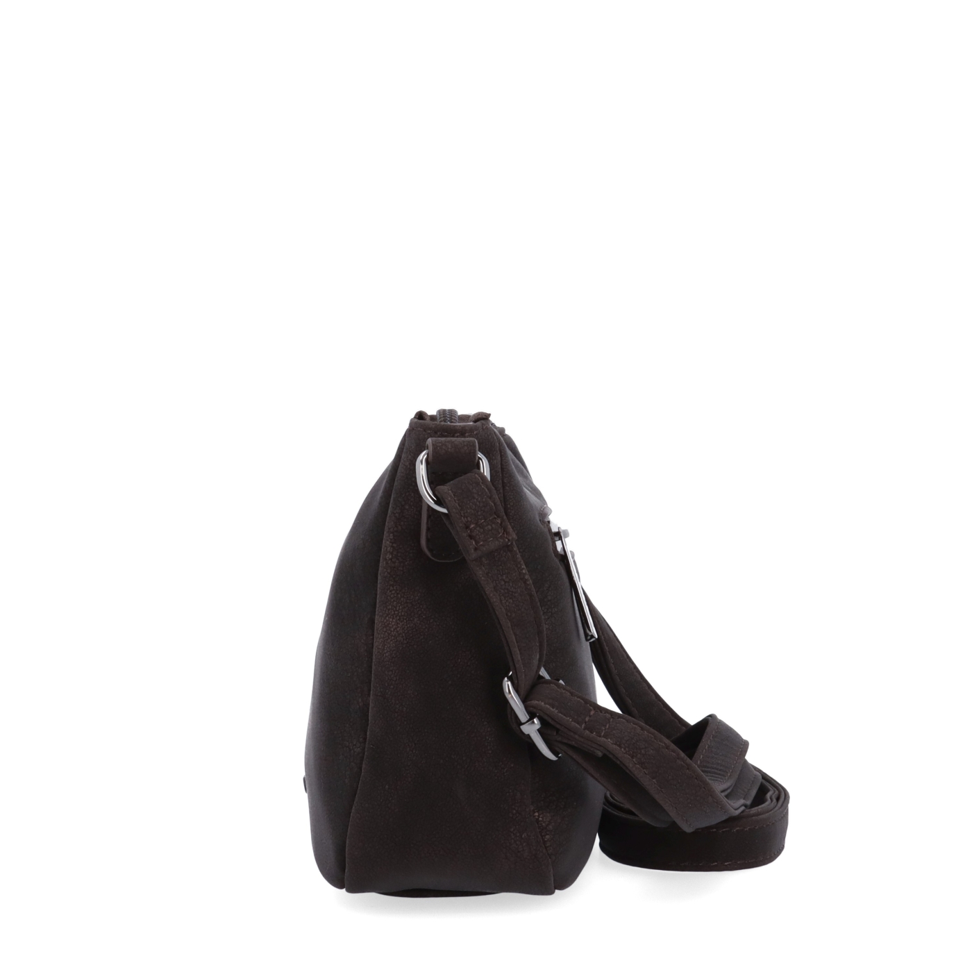 Elegantní malá crossbody kabelka Carmelo materiál syntetická kůže zapínání na zip barva hnědá velikost malá 4666 TH Z boku