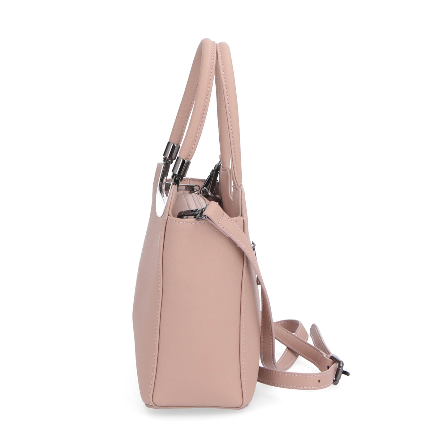 Elegantní kabelka do ruky Noelia Bolger materiál kůže zapínání na zip barva nude velikost malá NB 0040 N Z boku