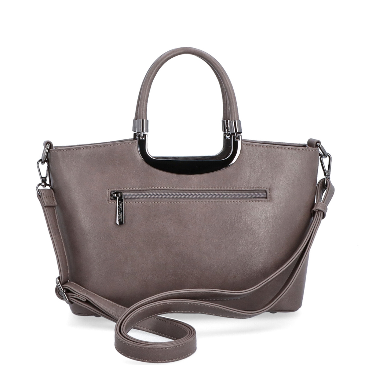 Elegantní kabelka do ruky s popruhem Le Sands materiál syntetická kůže zapínání na zip barva taupe velikost střední 7713 T Zezadu