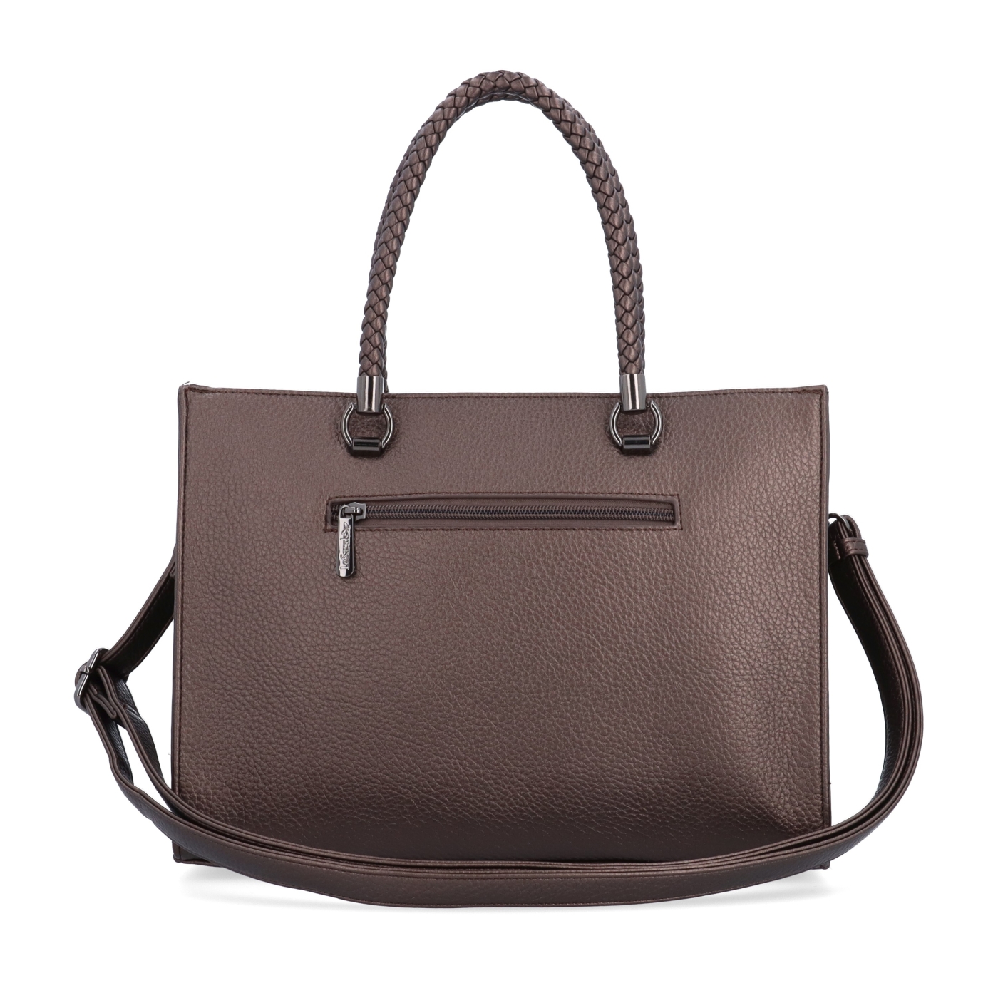 Dámská kabelka s odnímatelným crossbody popruhem Le Sands materiál syntetická kůže zapínání na zip barva metalická velikost střední 4648 BR Zezadu
