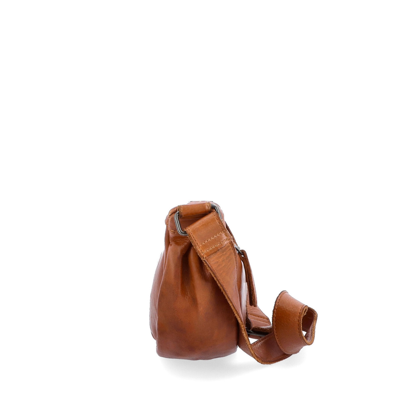 Kožená moonbag kabelka přes rameno Noelia Bolger materiál kůže zapínání na zip barva koňaková velikost malá NB 2412 KO Z boku