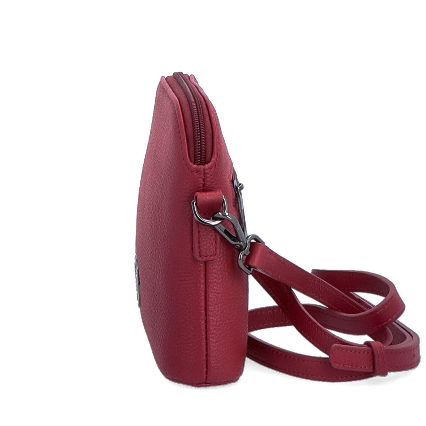 Malá kožená crossbody kabelka Noelia Bolger materiál kůže zapínání na zip barva červená velikost malá NB 3017 CV Z boku