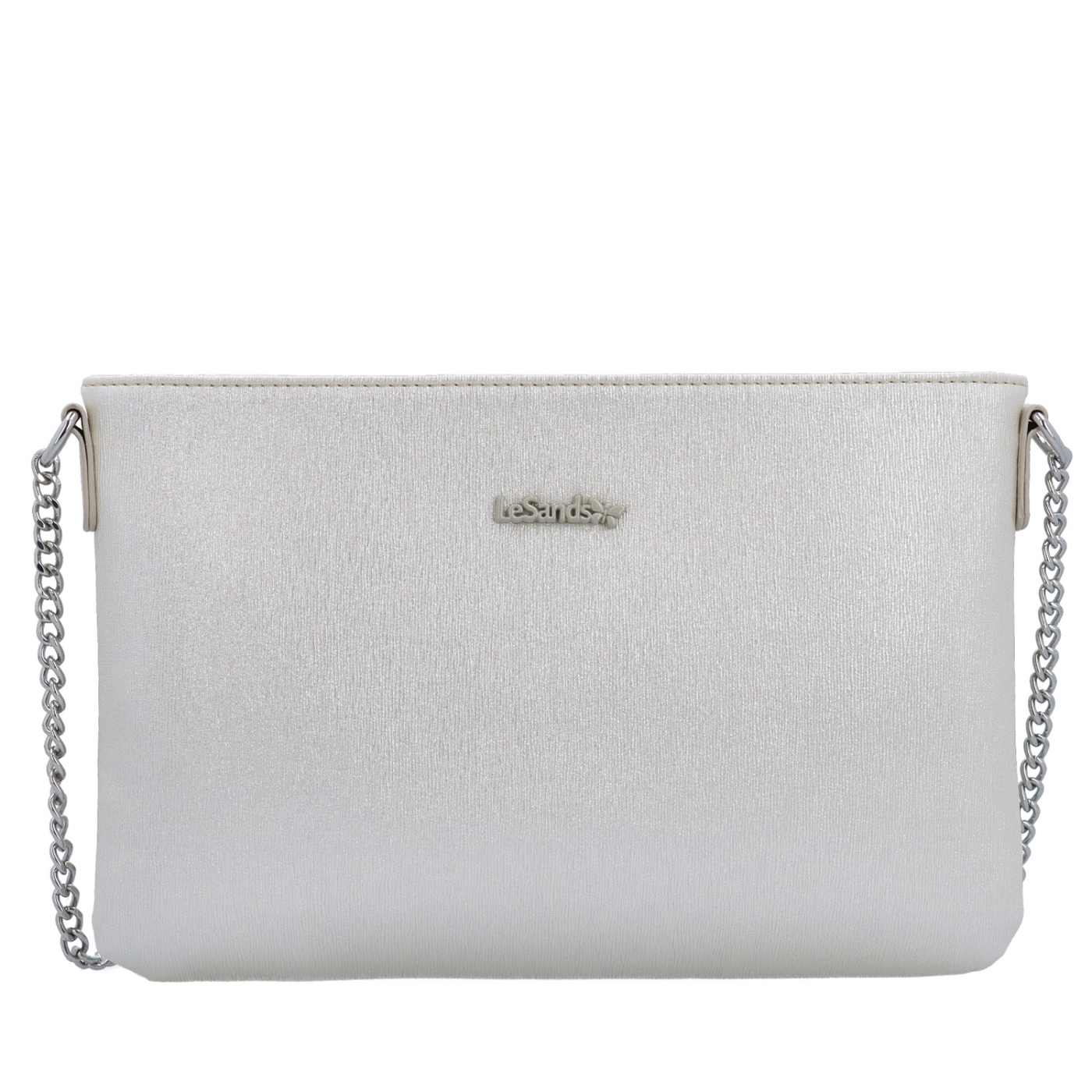 Elegantní crossbody kabelka s jemným leskem Le Sands materiál syntetická kůže zapínání na zip barva béžová velikost malá 4608 PRL Zepředu