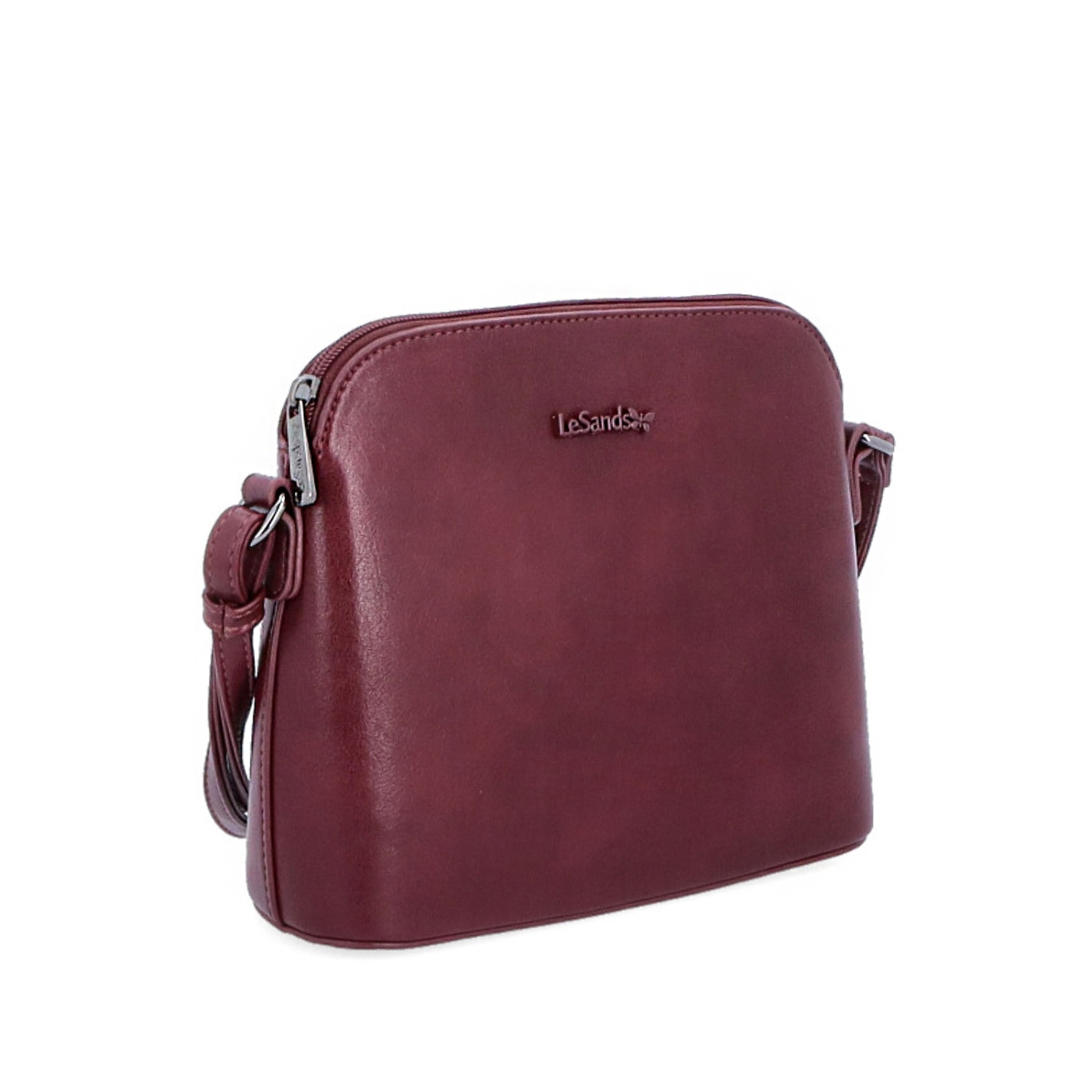 Malá minimalistická crossbody kabelka LeSands materiál syntetická kůže zapínání na zip barva vínová velikost malá 7712 BO