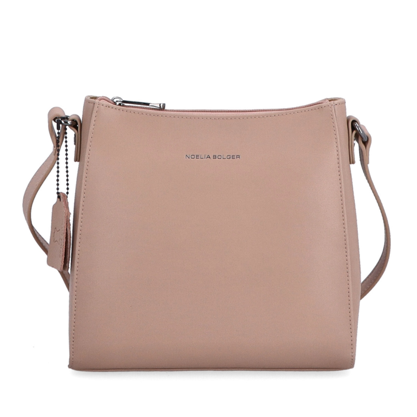 Kožená kabelka crossbody Noelia Bolger Noelia Bolger materiál kůže zapínání na zip barva nude velikost malá NB 0097 N Zepředu