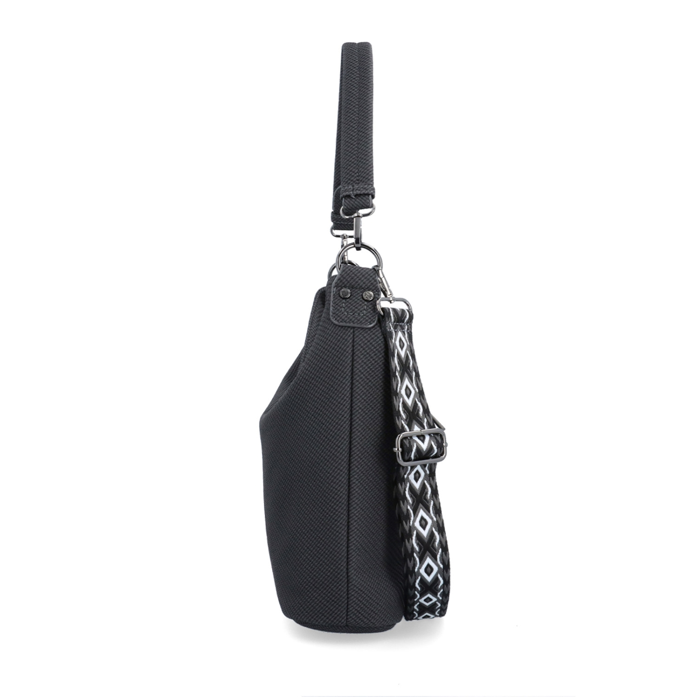 Městská kabelka stylu hobobag s odnímatelným popruhem Tangerin materiál syntetická kůže zapínání na zip barva šedá velikost střední 4367 ANT Z boku